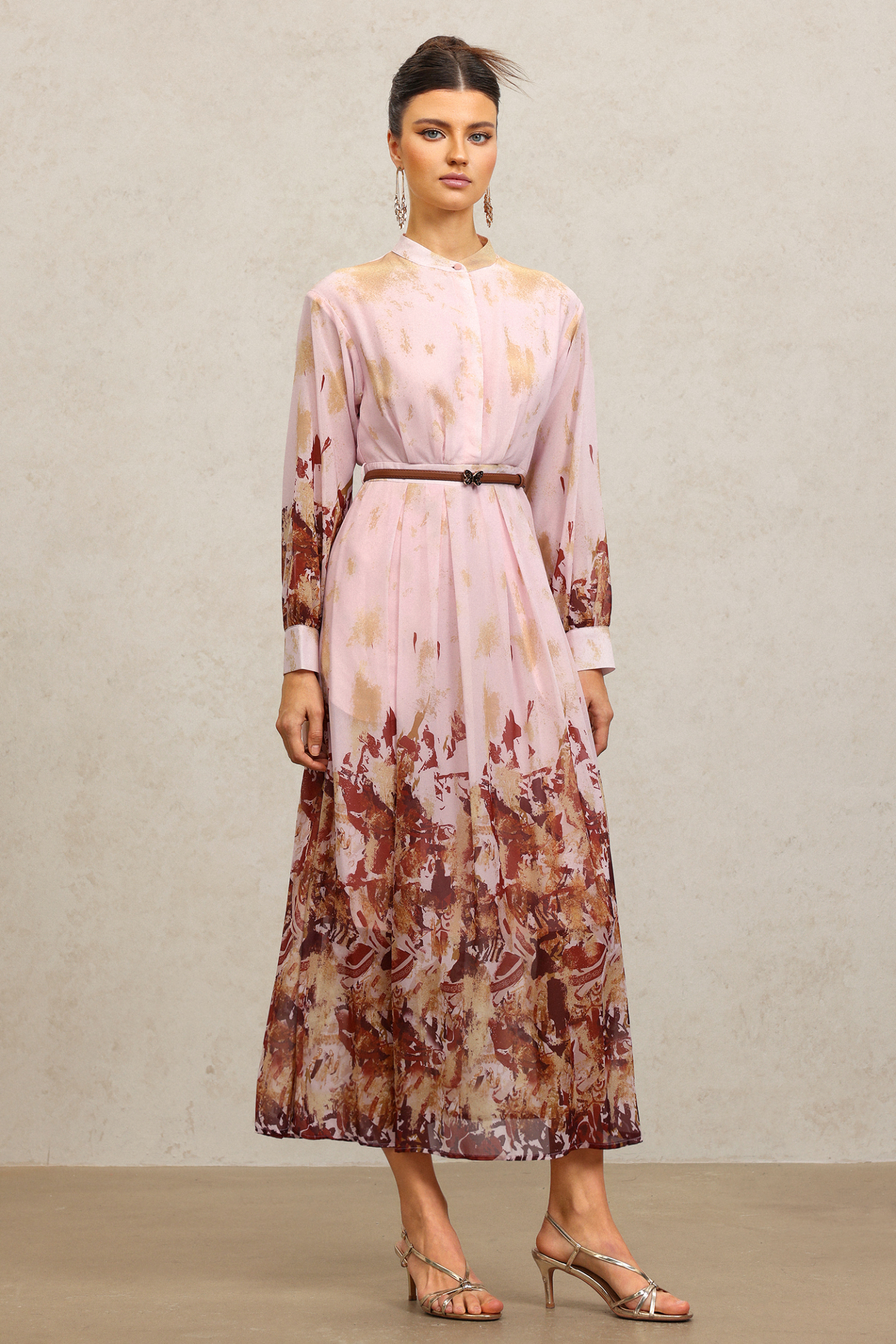 Temaie Long Sleeves Floral Printed Maxi Dress