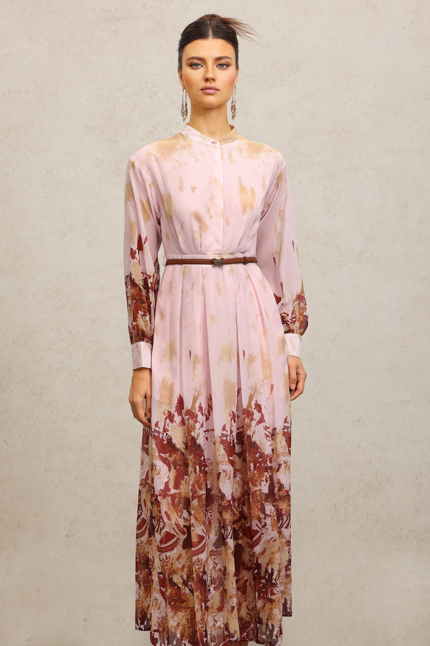 Temaie Long Sleeves Floral Printed Maxi Dress