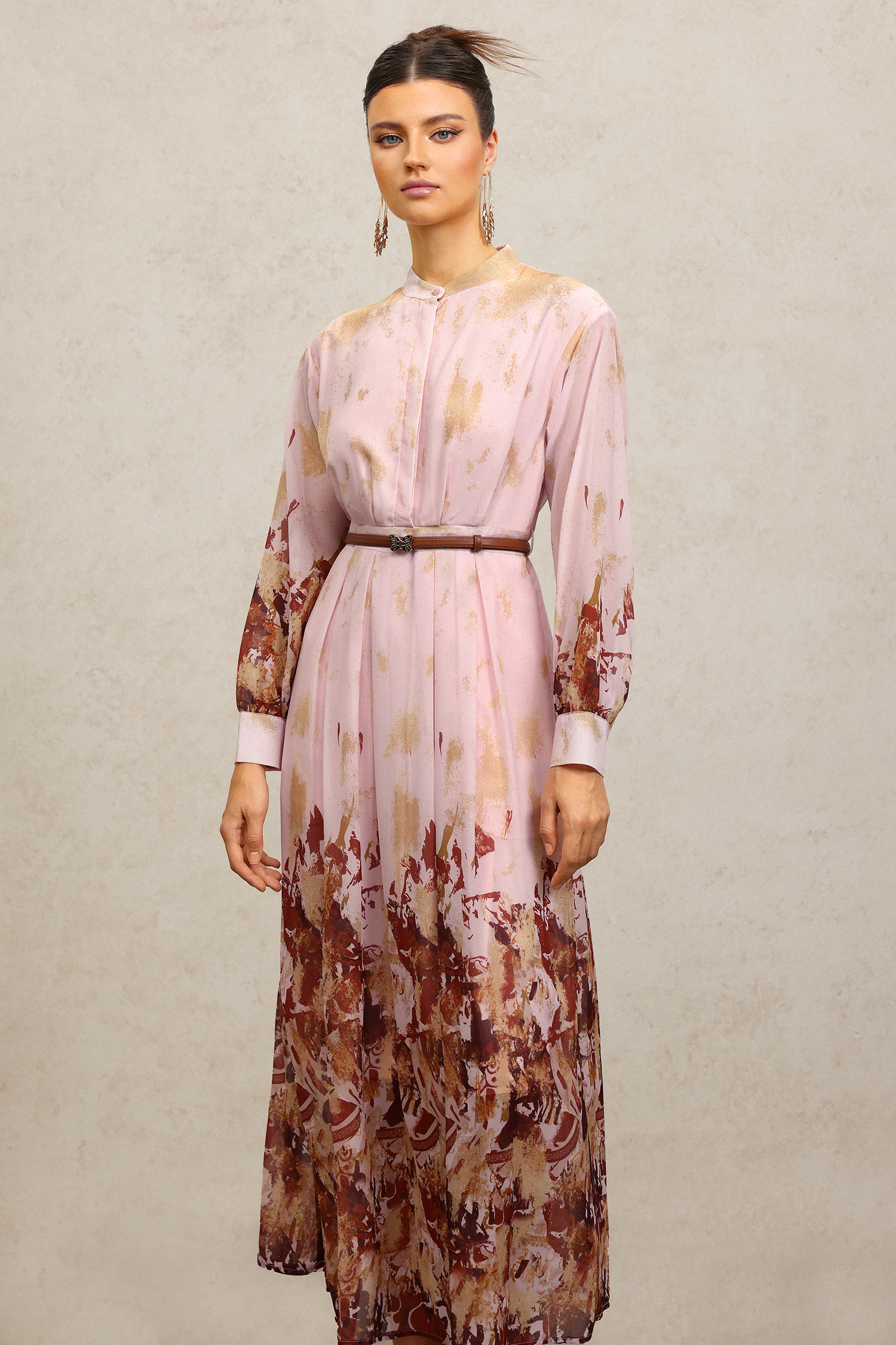 Temaie Long Sleeves Floral Printed Maxi Dress