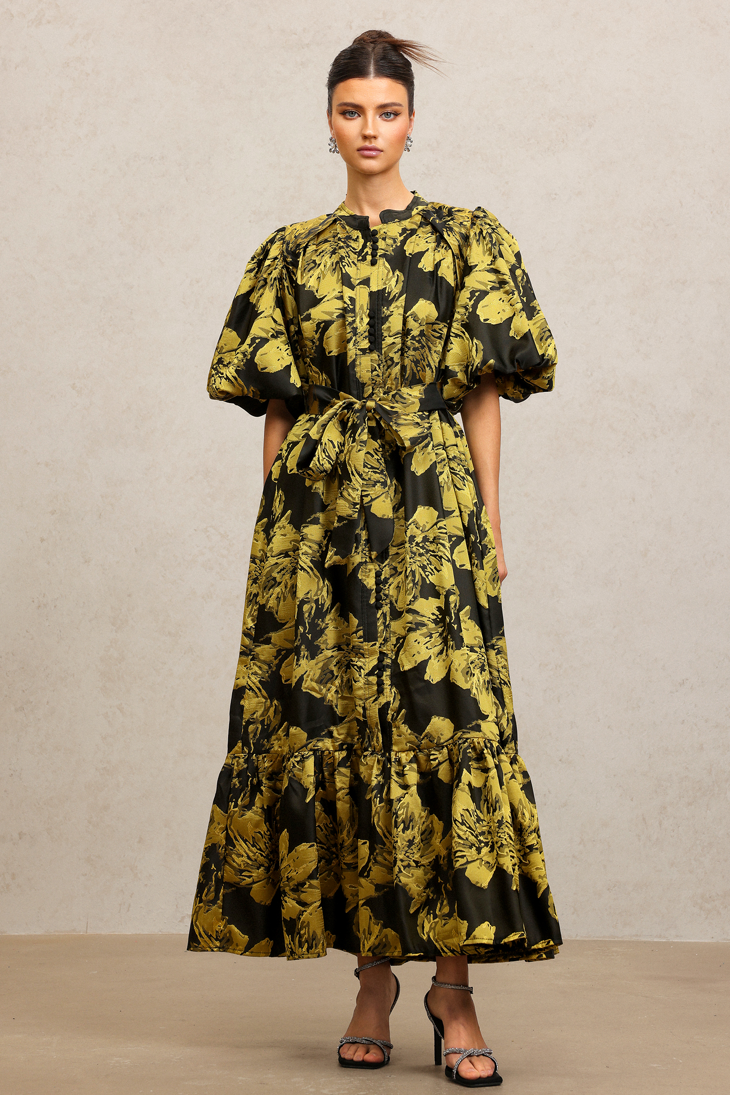 Jaca Puff Sleeves Maxi Dress