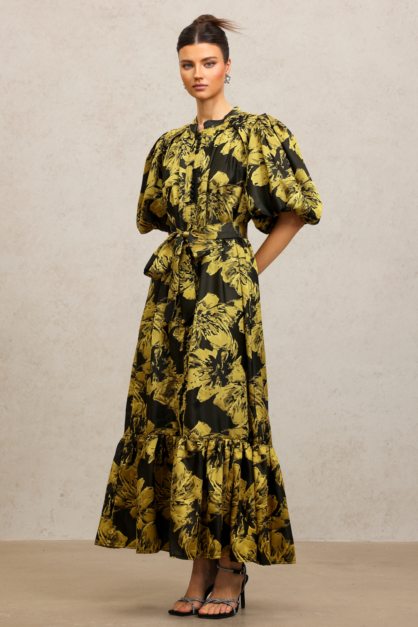 Jaca Puff Sleeves Maxi Dress