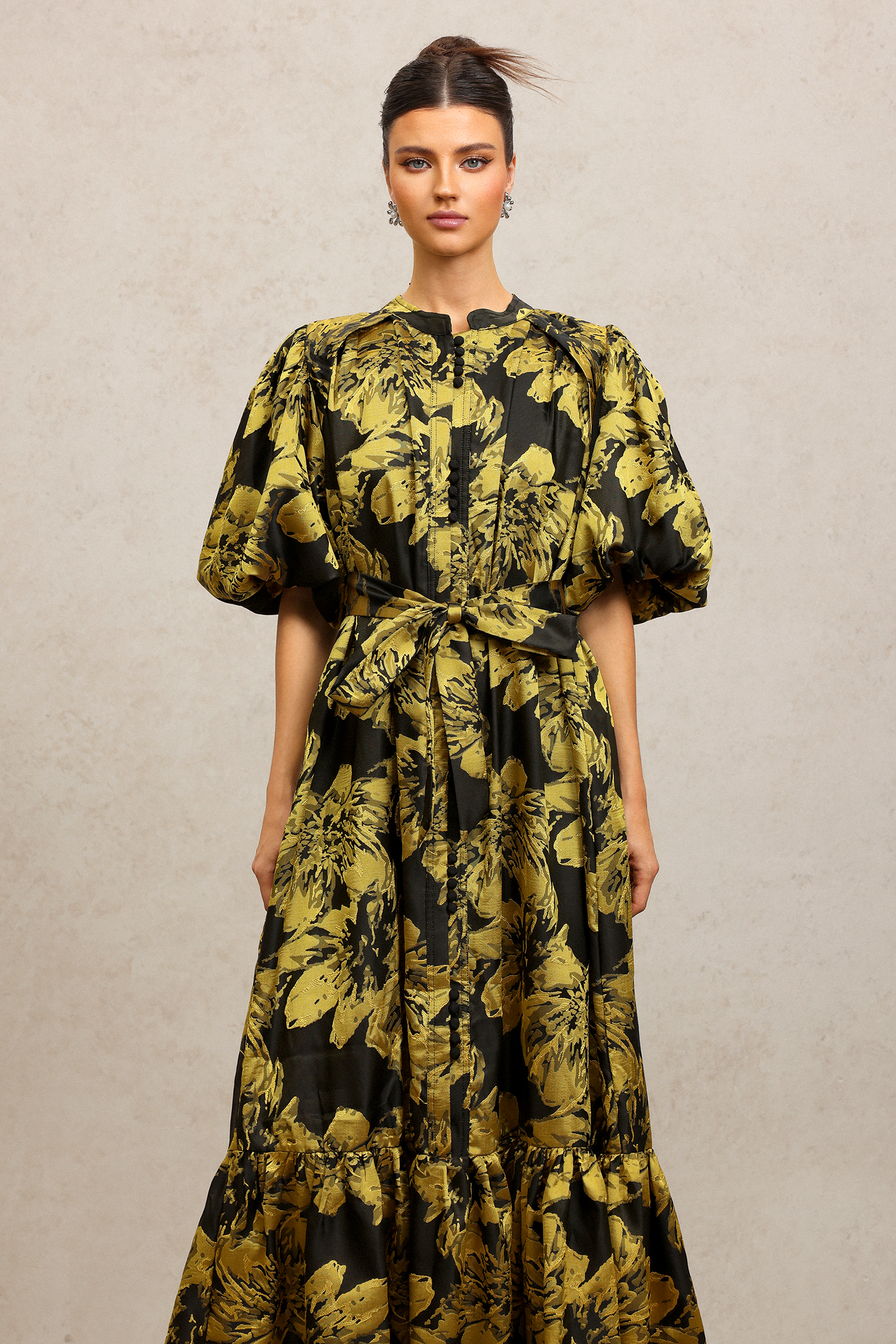 Jaca Puff Sleeves Maxi Dress