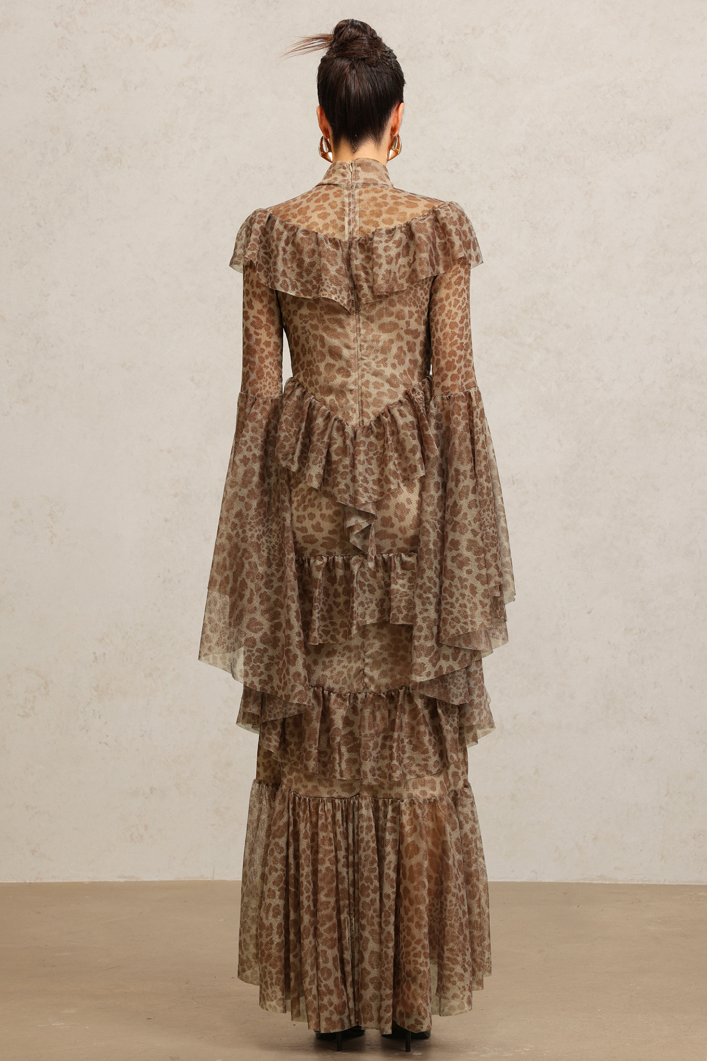 Leko Leopard Print Folds Maxi Dress