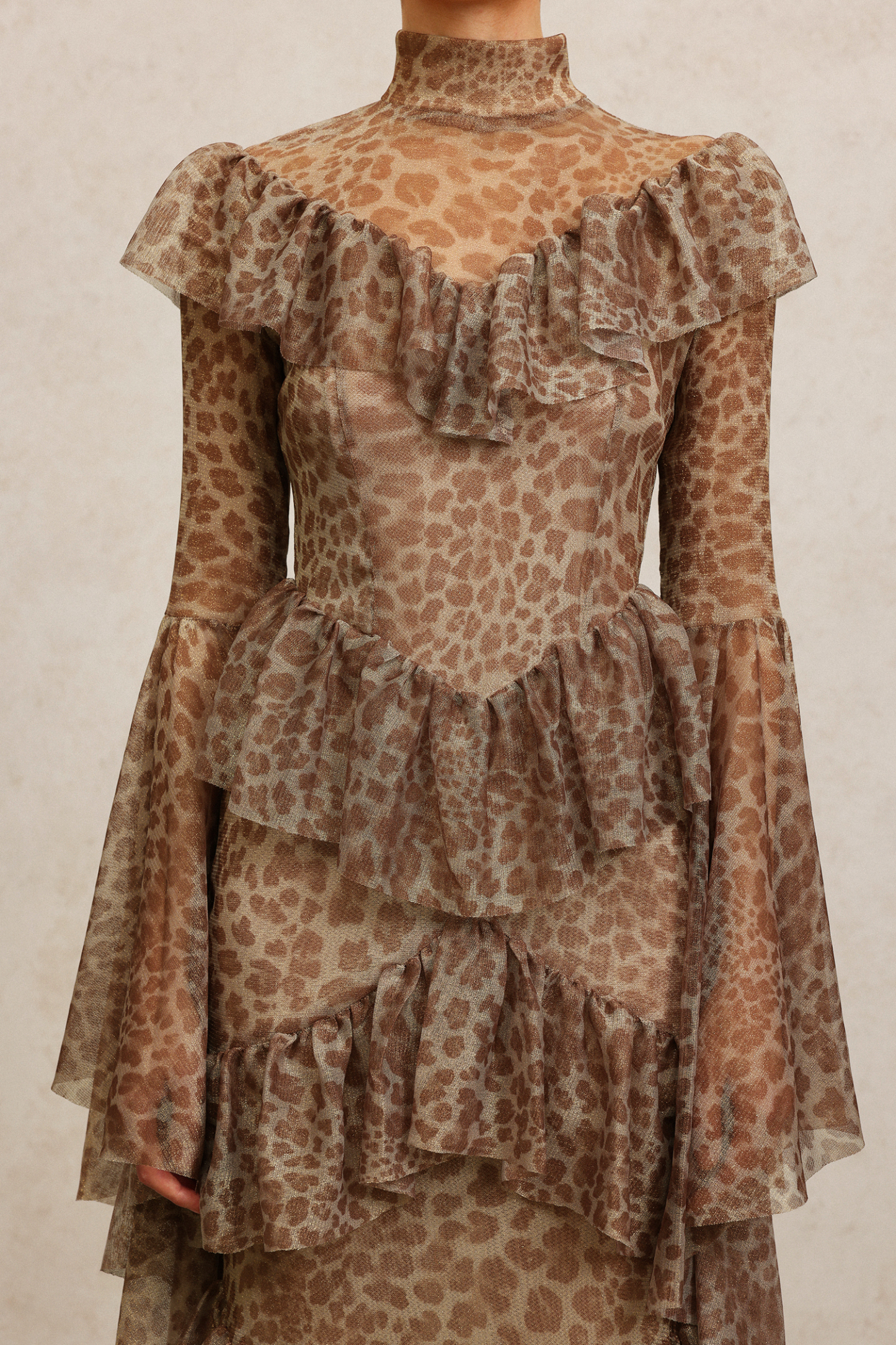 Leko Leopard Print Folds Maxi Dress