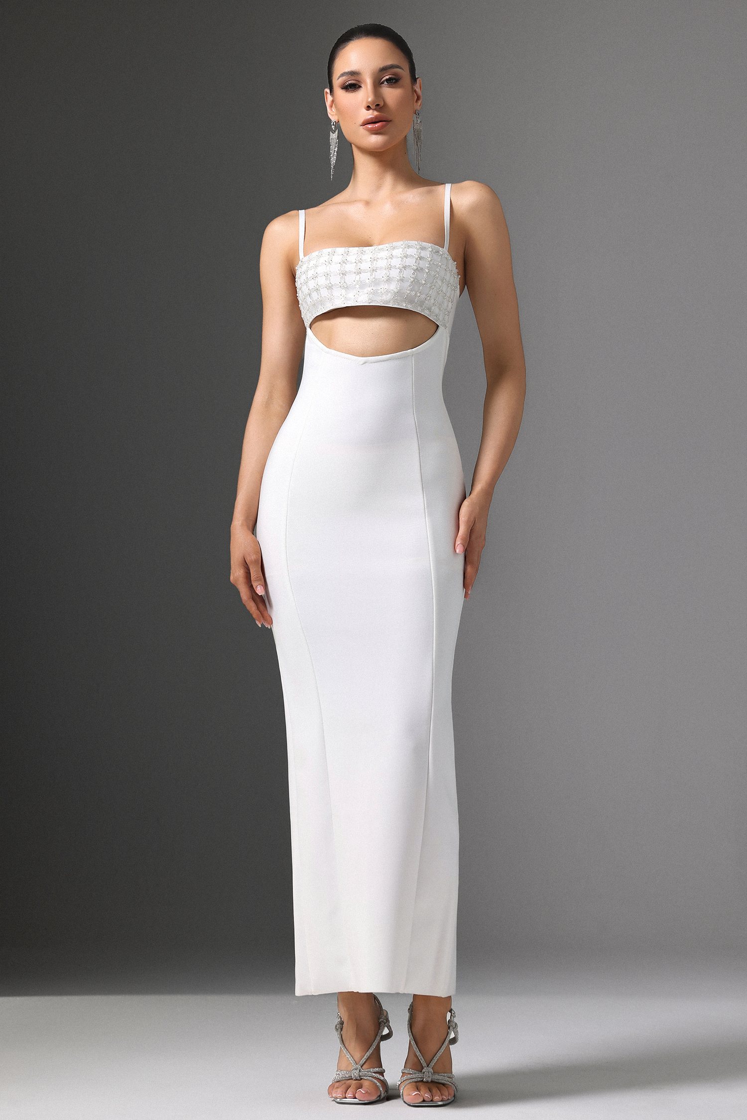 Edeline Cutout Beaded Bandage Cami Maxi Dress