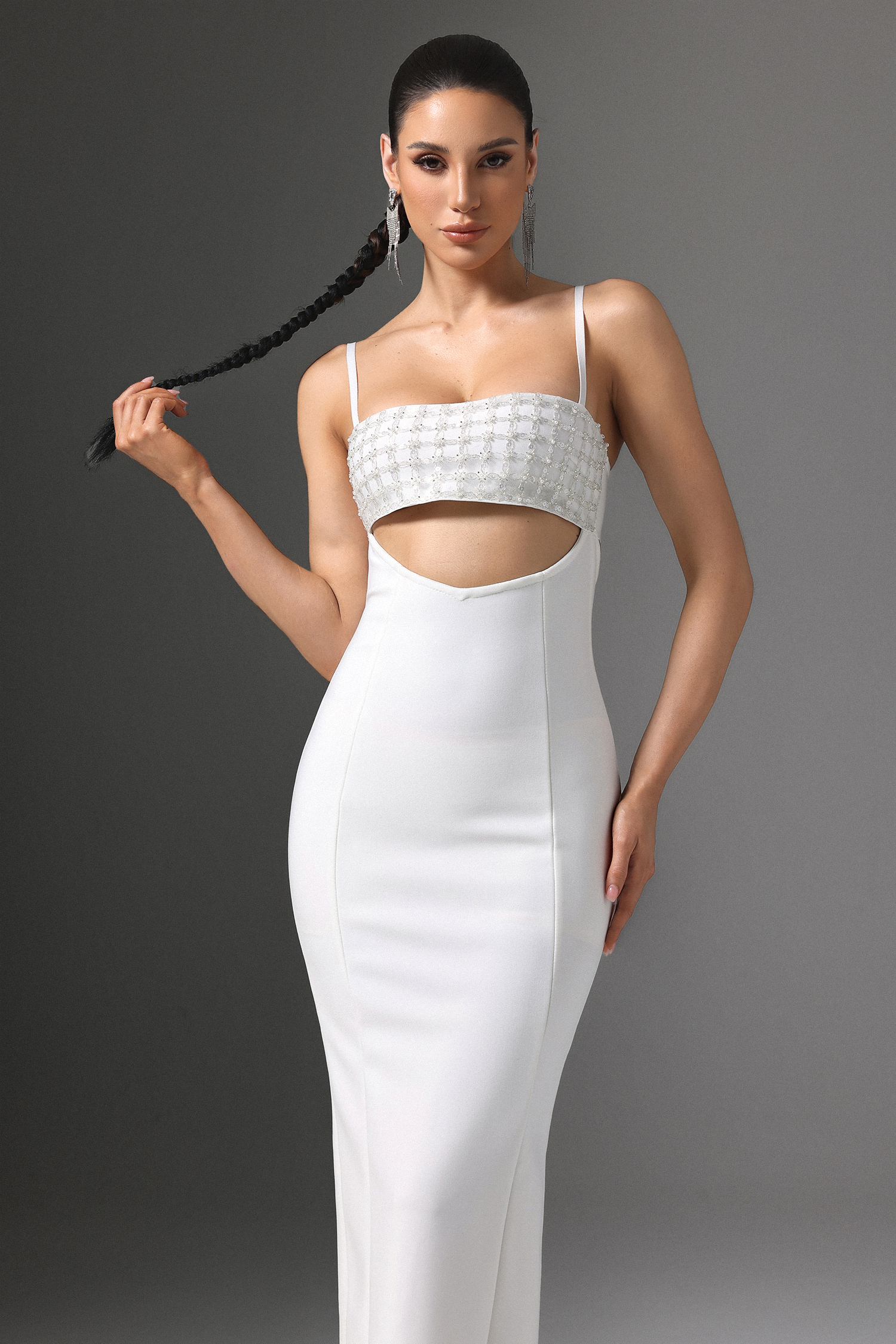 Edeline Cutout Beaded Bandage Cami Maxi Dress