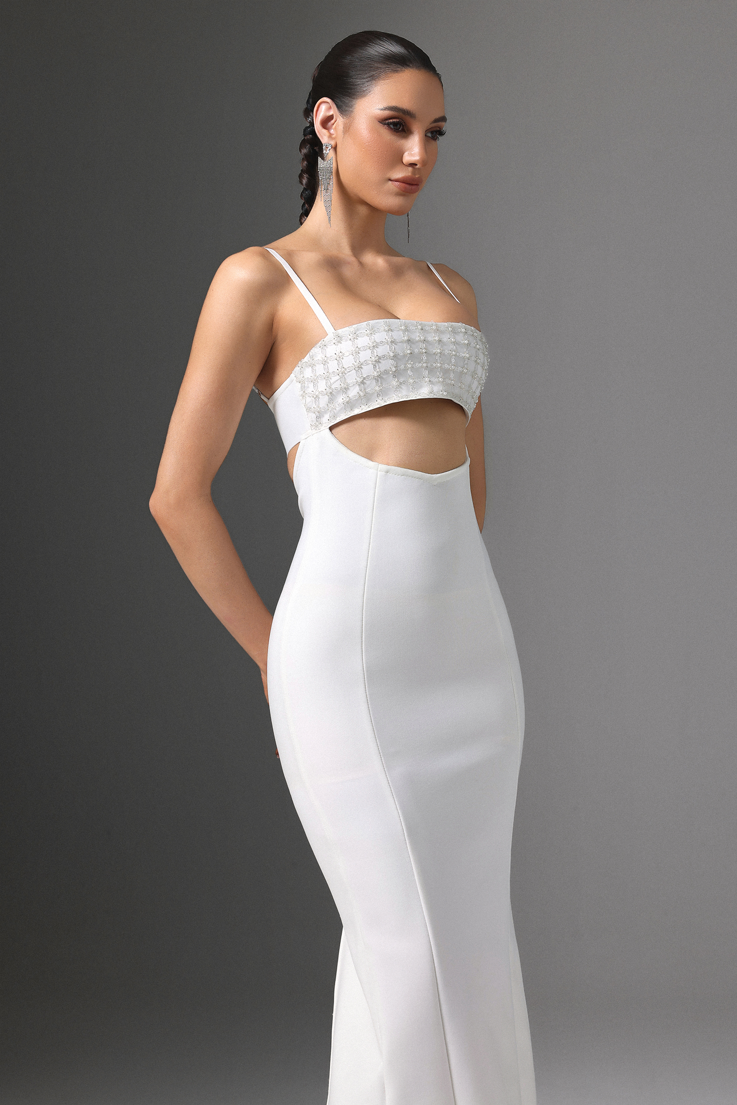 Edeline Cutout Beaded Bandage Cami Maxi Dress