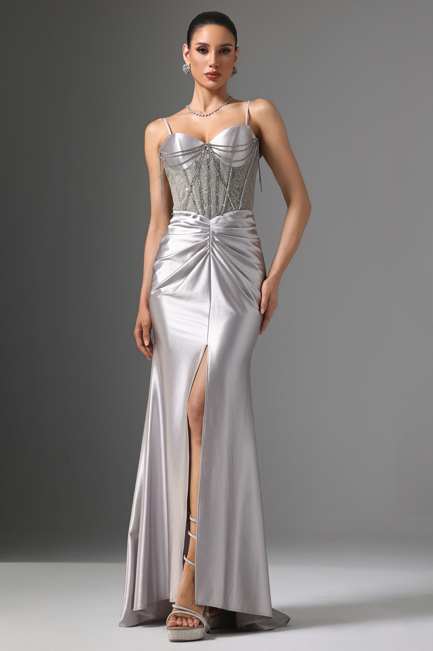 ワンピース Her lip to Embellished Satin Long Dress her lip to Embellished Satin Long Dress