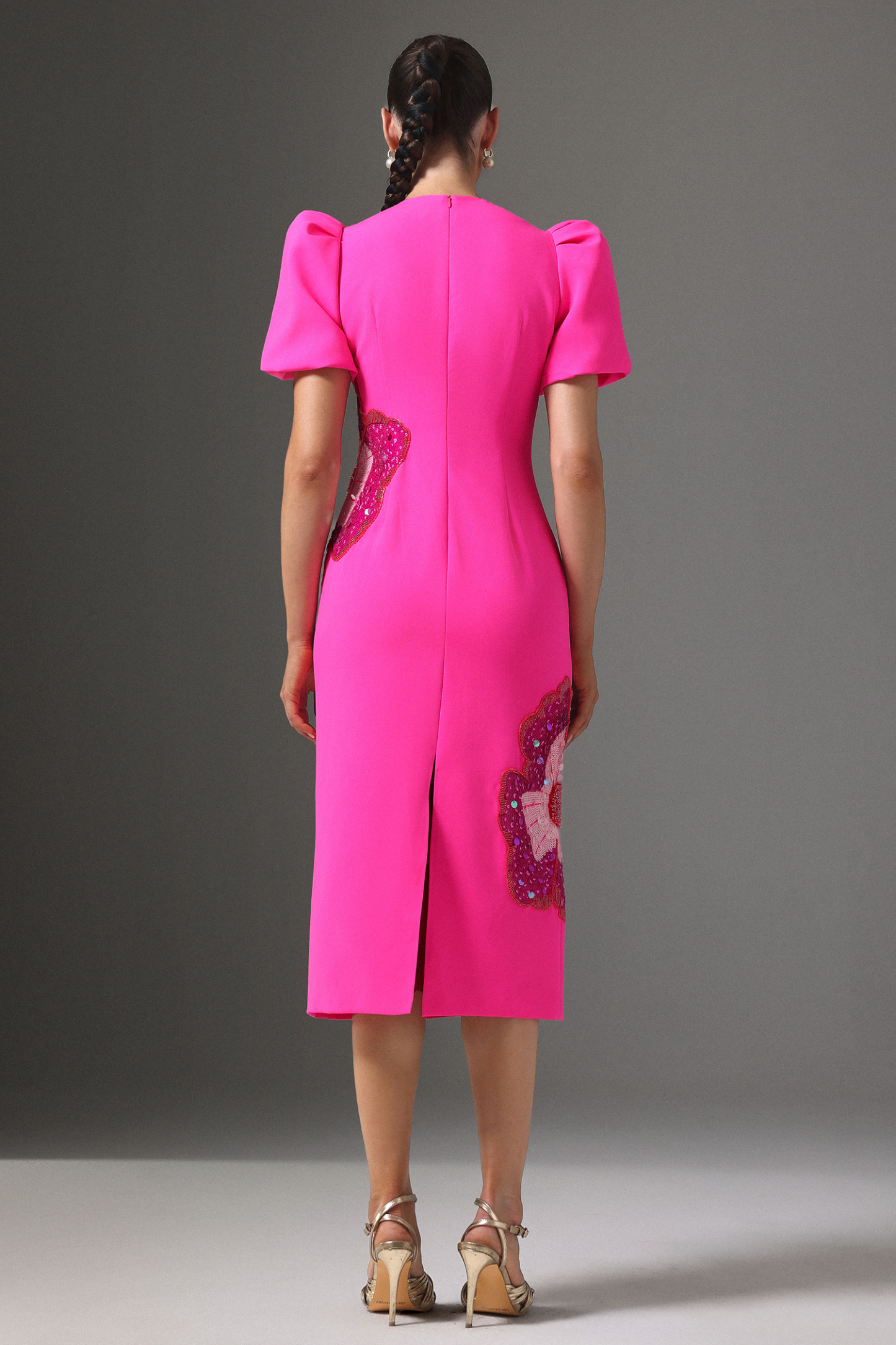 Elissa Puff Sleve Floral Midi Dress