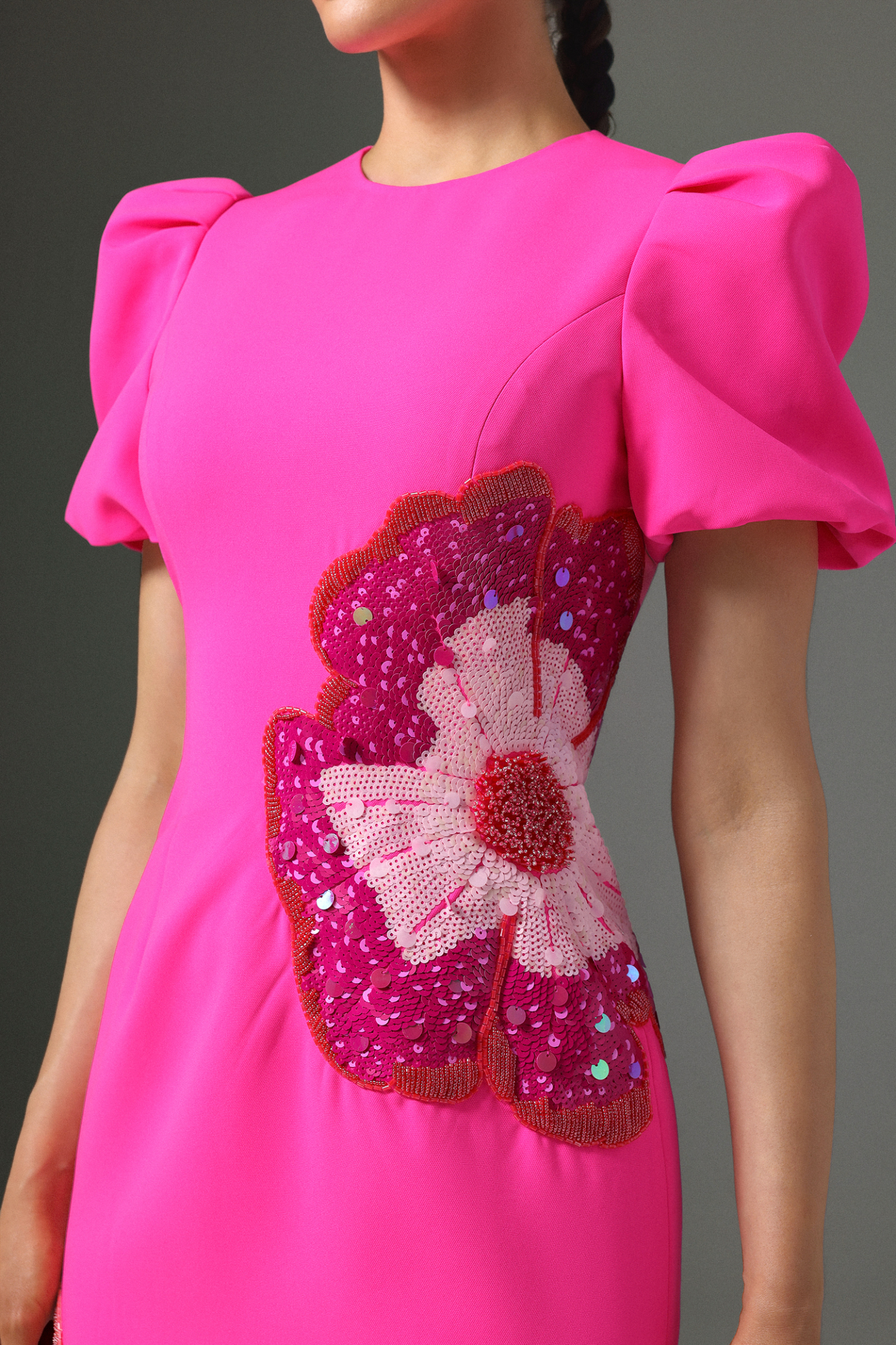 Elissa Puff Sleve Floral Midi Dress