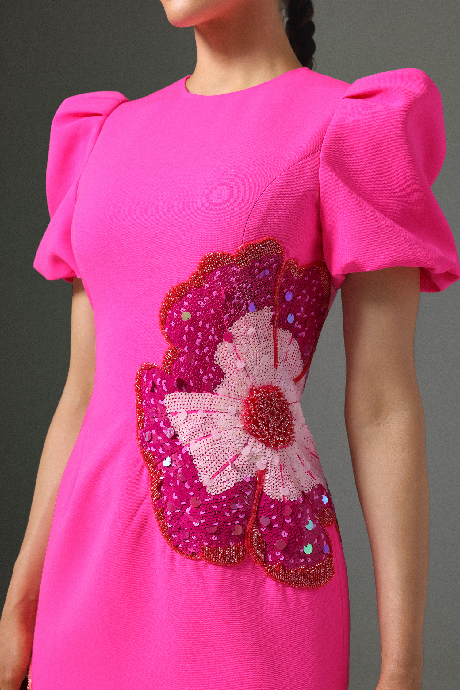 Elissa Puff Sleve Floral Midi Dress