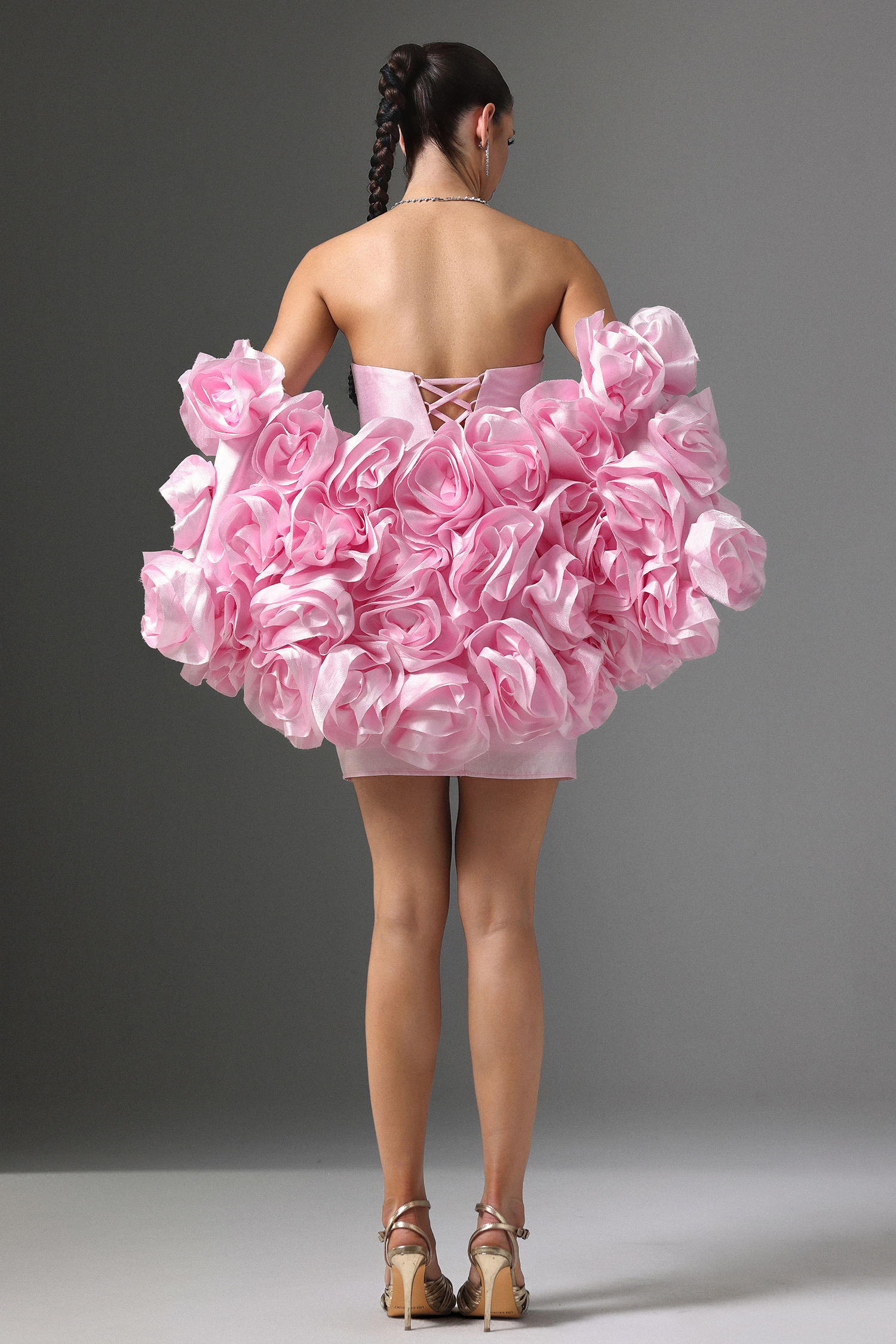 Vivi Strapless Floral Cape and Mini Dress Two-Piece Set