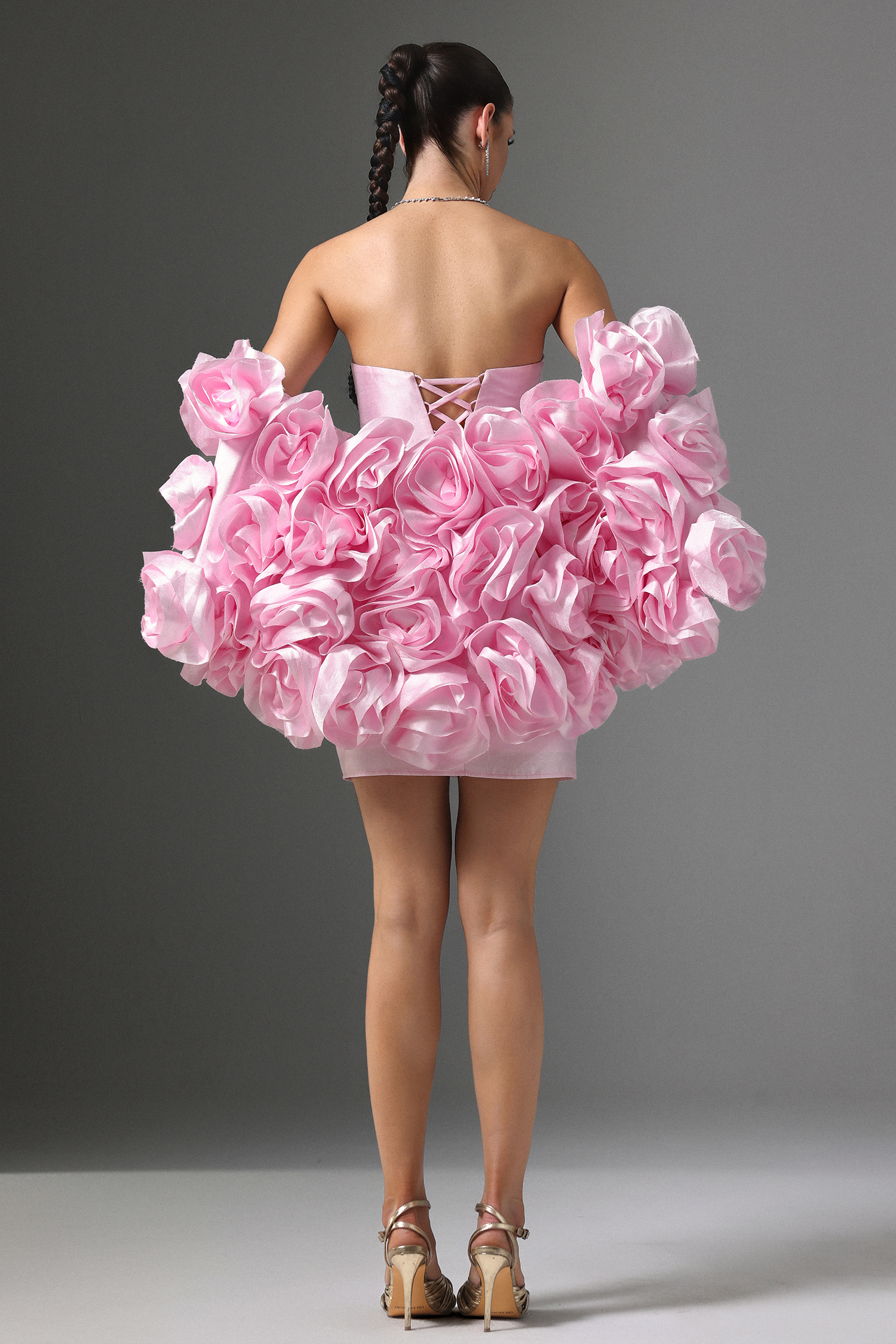 Vivi Strapless Floral Cape and Mini Dress Two-Piece Set