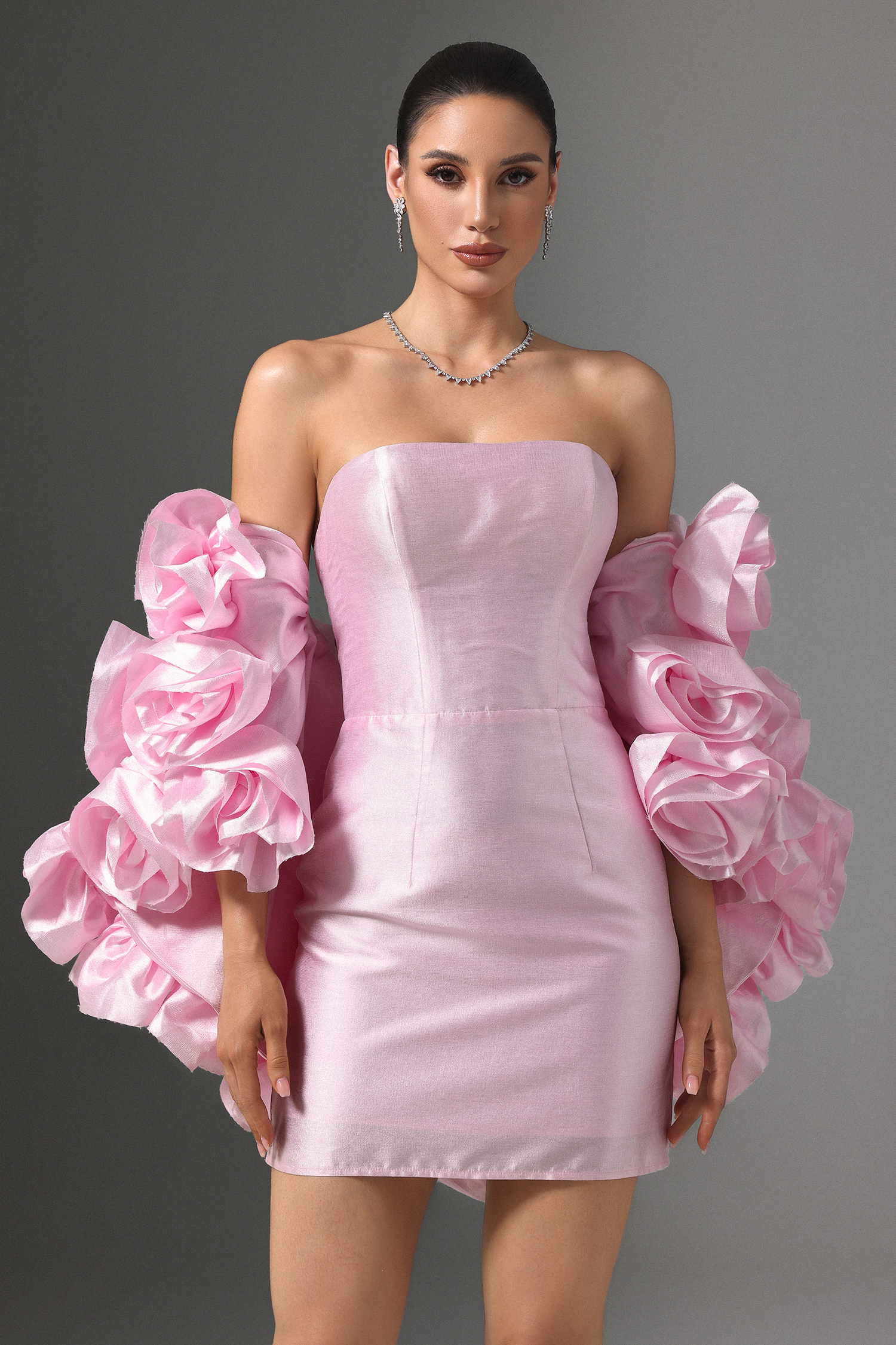 Vivi Strapless Floral Cape and Mini Dress Two-Piece Set