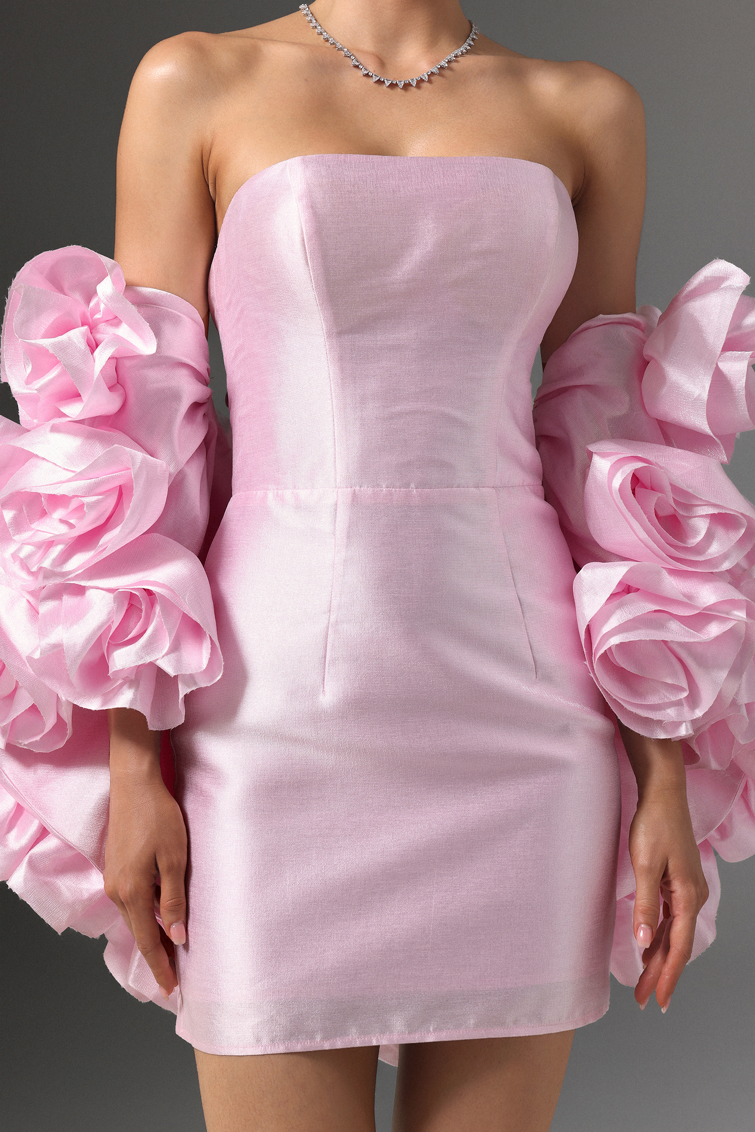 Vivi Strapless Floral Cape and Mini Dress Two-Piece Set