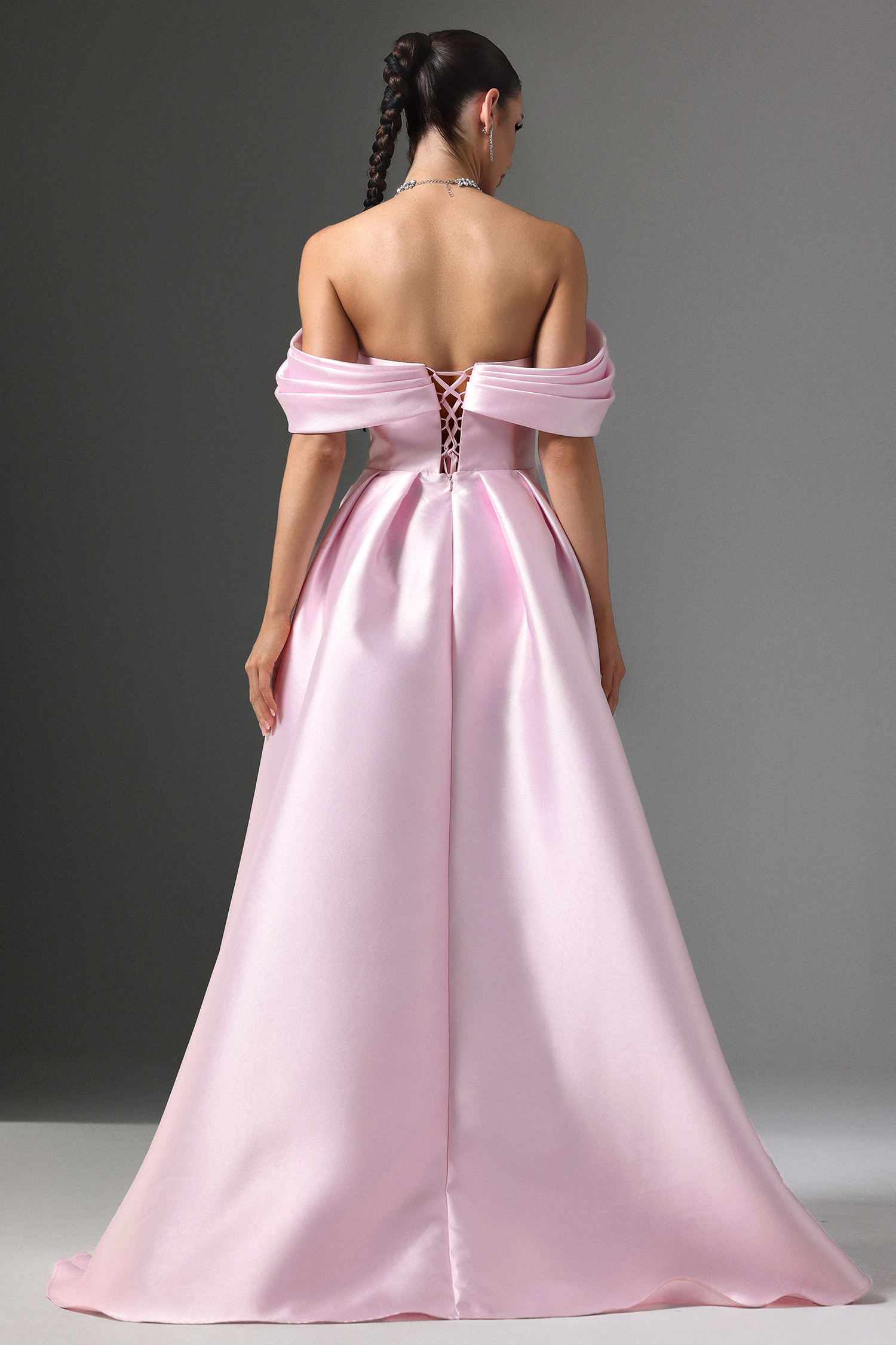 Eseniya Off-Shoulder Floral Embroidered Slit Maxi Dress