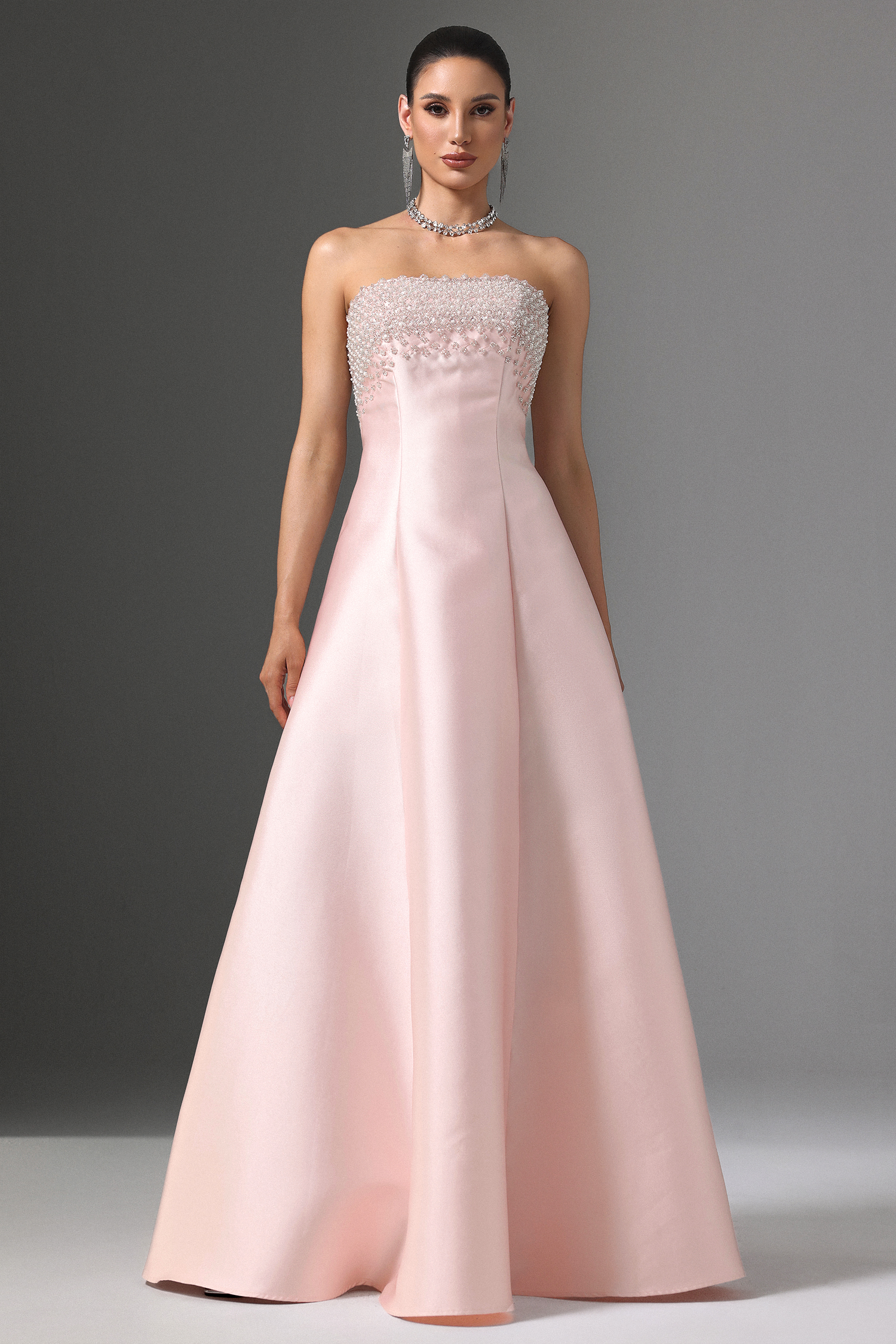 Kavacac Strapless Beaded Maxi Dress