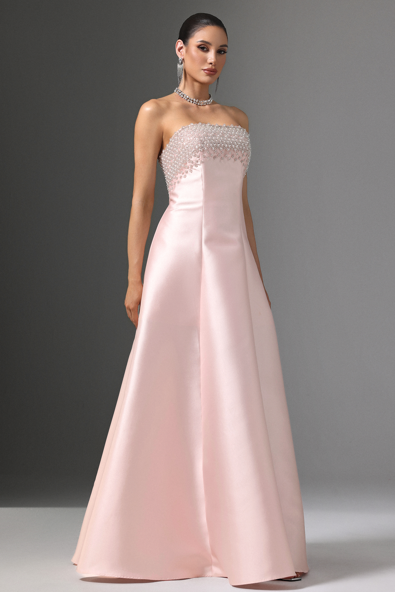 Kavacac Strapless Beaded Maxi Dress