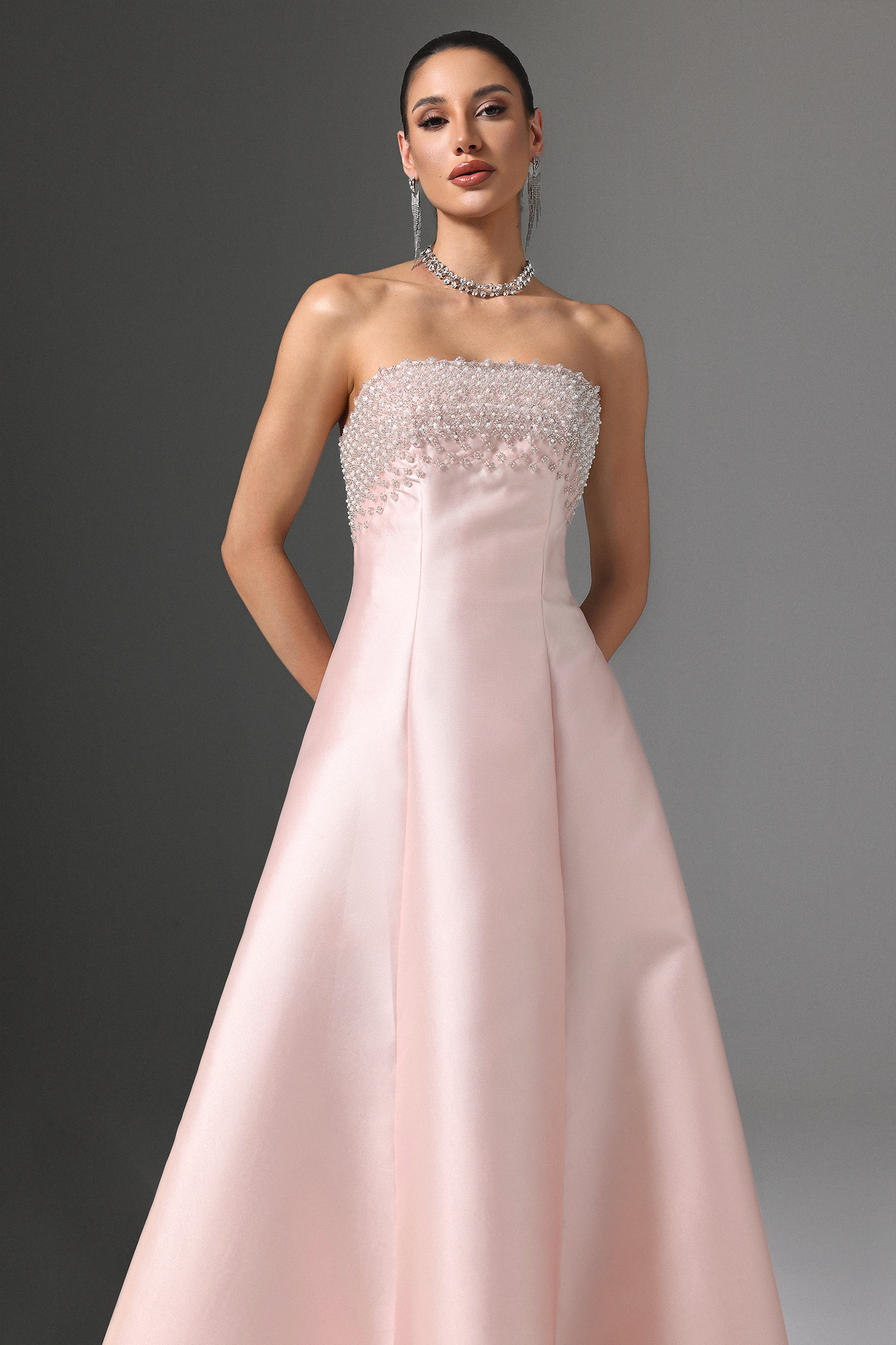 Kavacac Strapless Beaded Maxi Dress