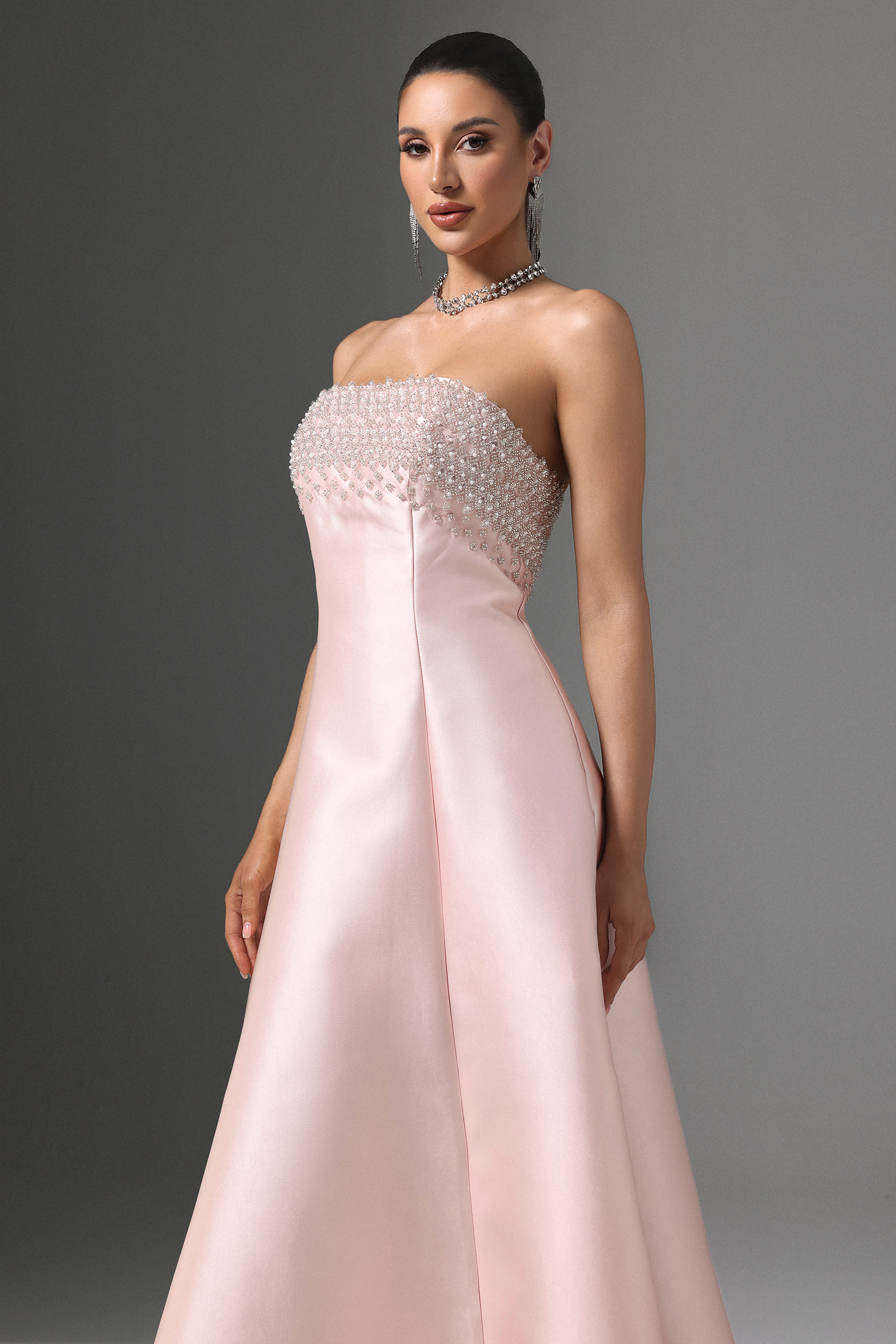 Kavacac Strapless Beaded Maxi Dress
