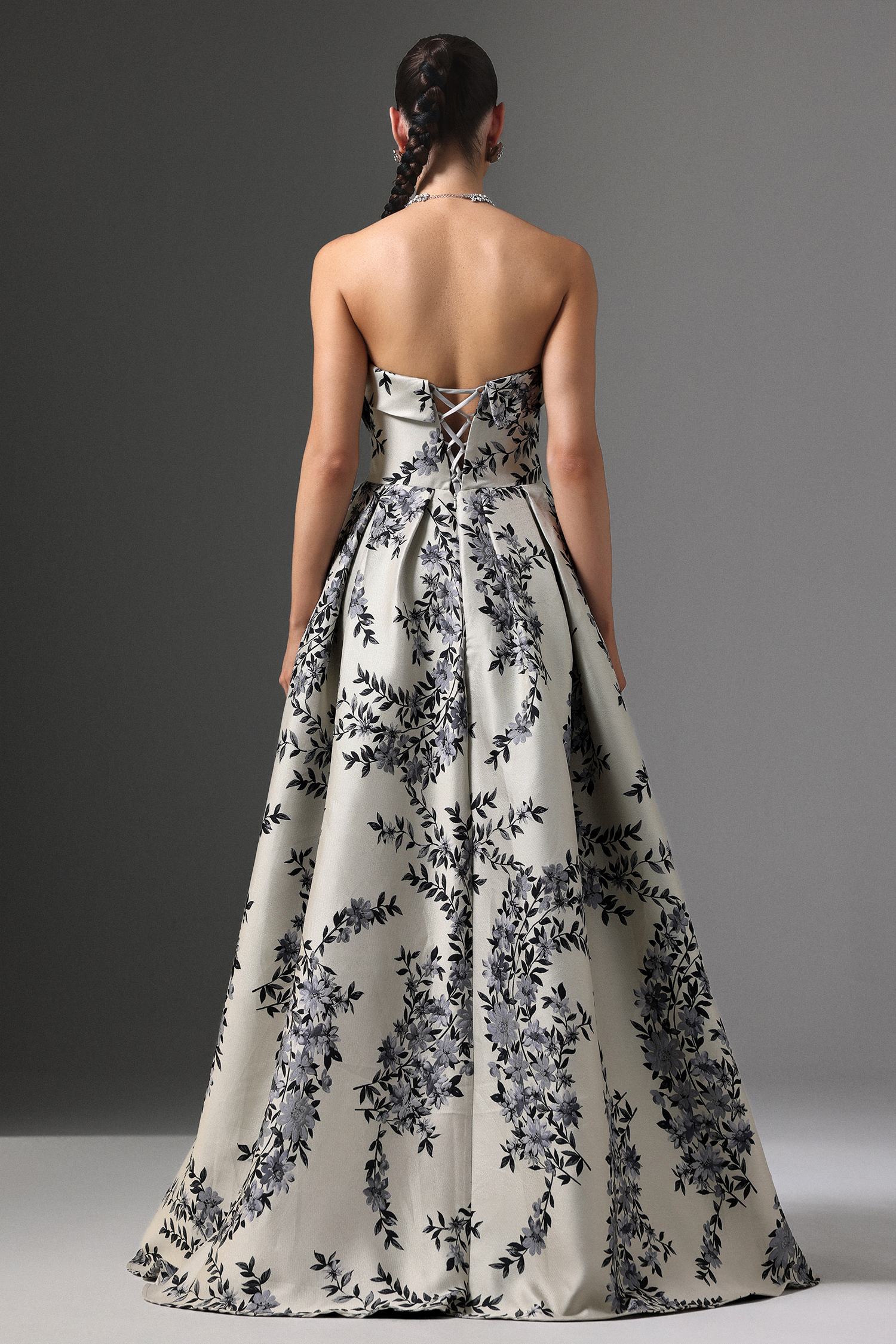 Zeno Strapless Floral Embroidery Maxi Dress