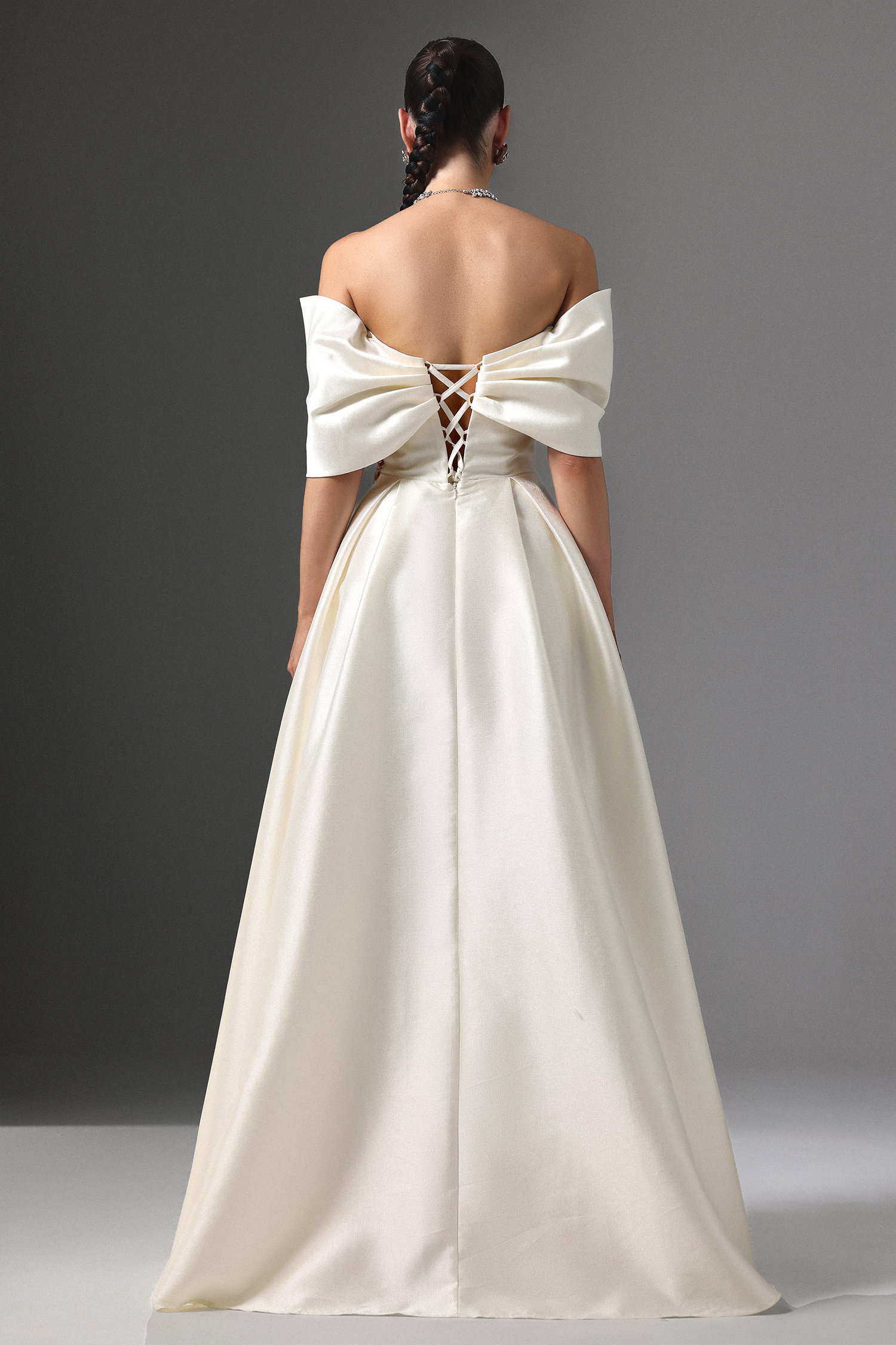 Facia Off-Shoulder Floral Embroidered High Slit Maxi Dress