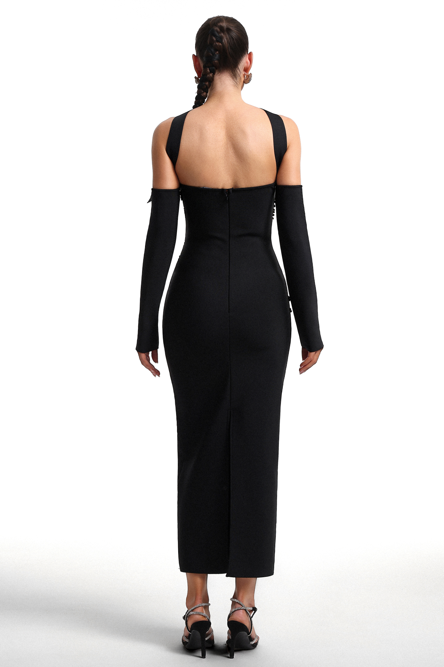 Lokama Strapless Rhinestone Bandage Maxi Dress