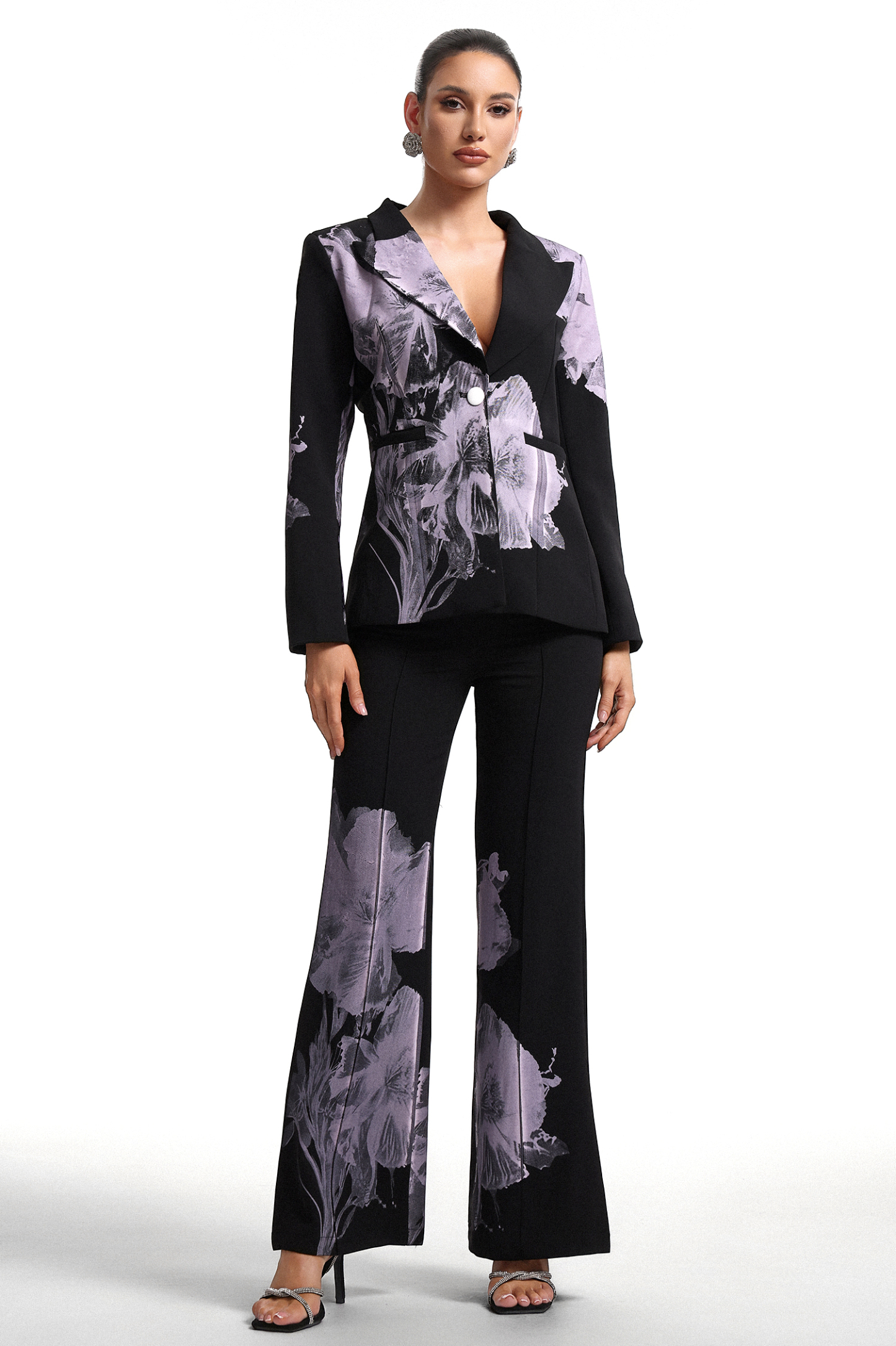 Garina Asymetric Floral Print Suit