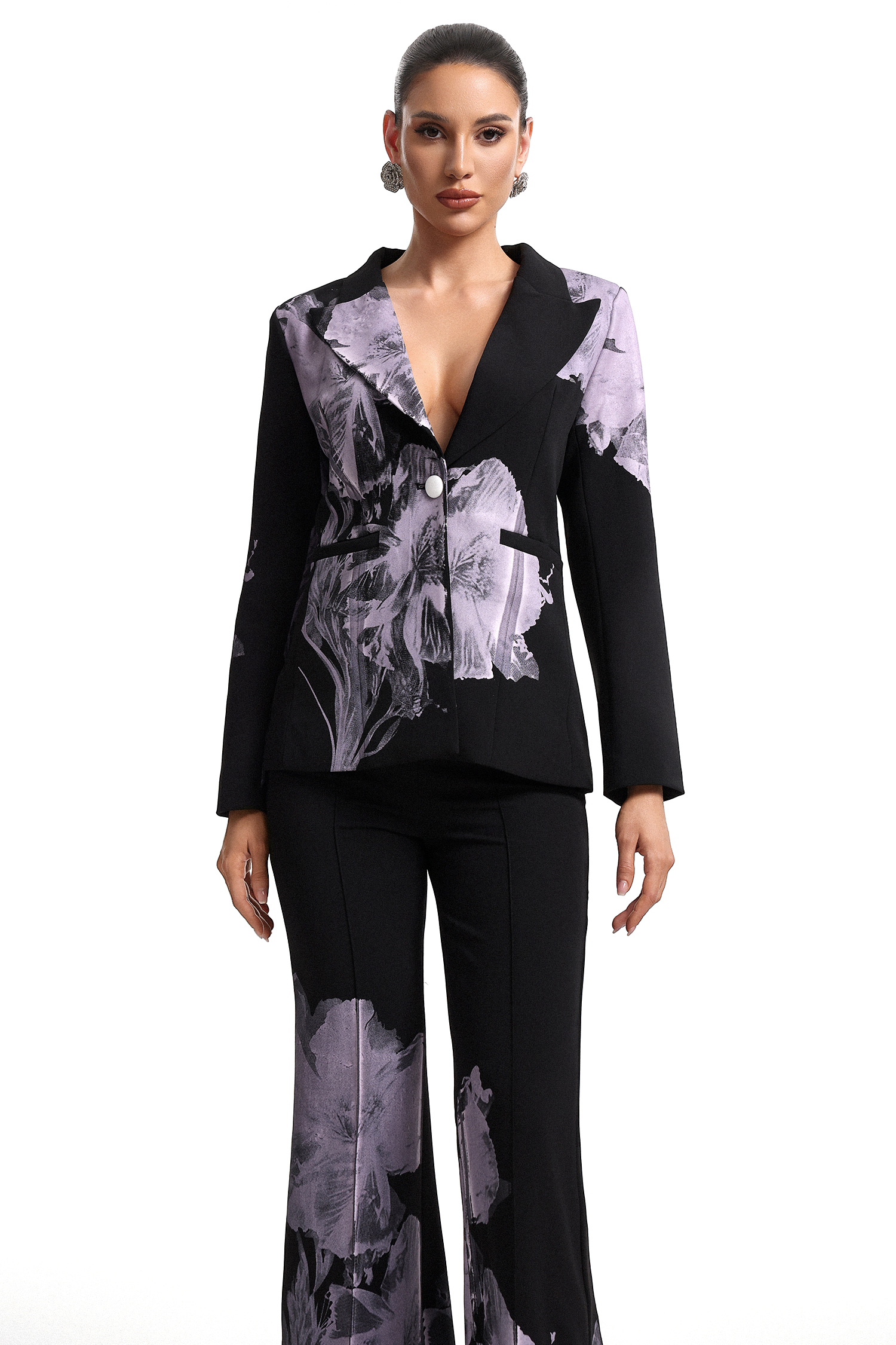 Garina Asymetric Floral Print Suit