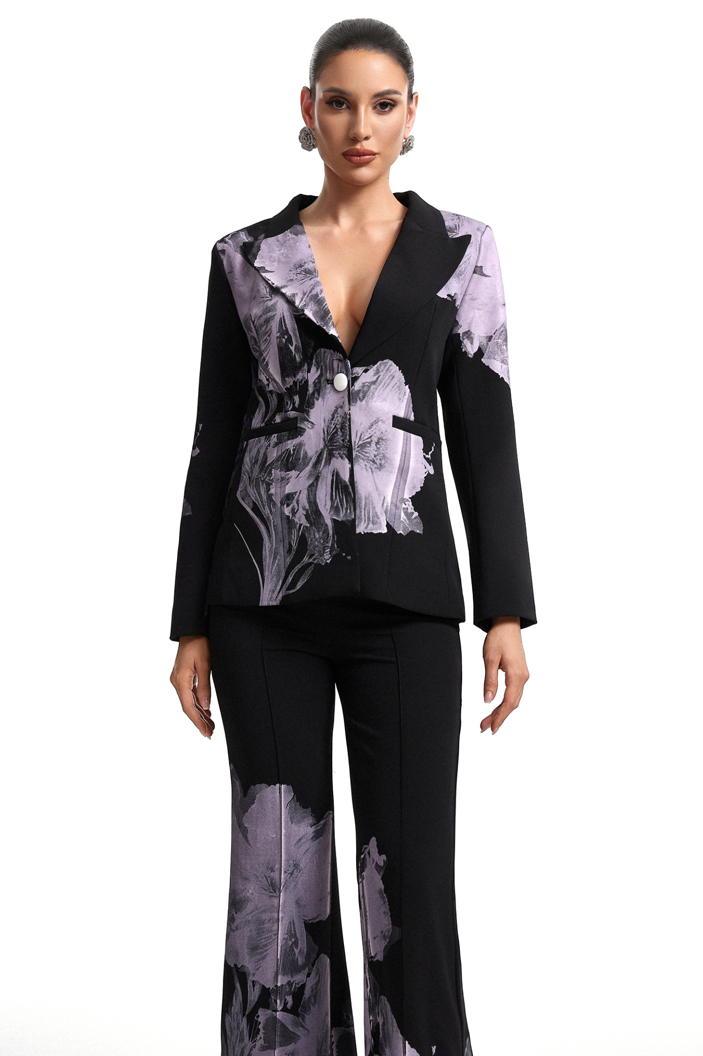 Garina Asymetric Floral Print Suit