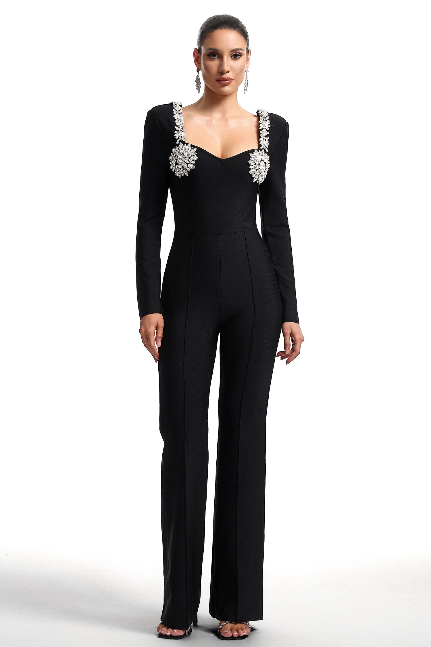 Liaco Sweetheart Neck Rhinestone Bandage Jumpsuit – Bellabarnett