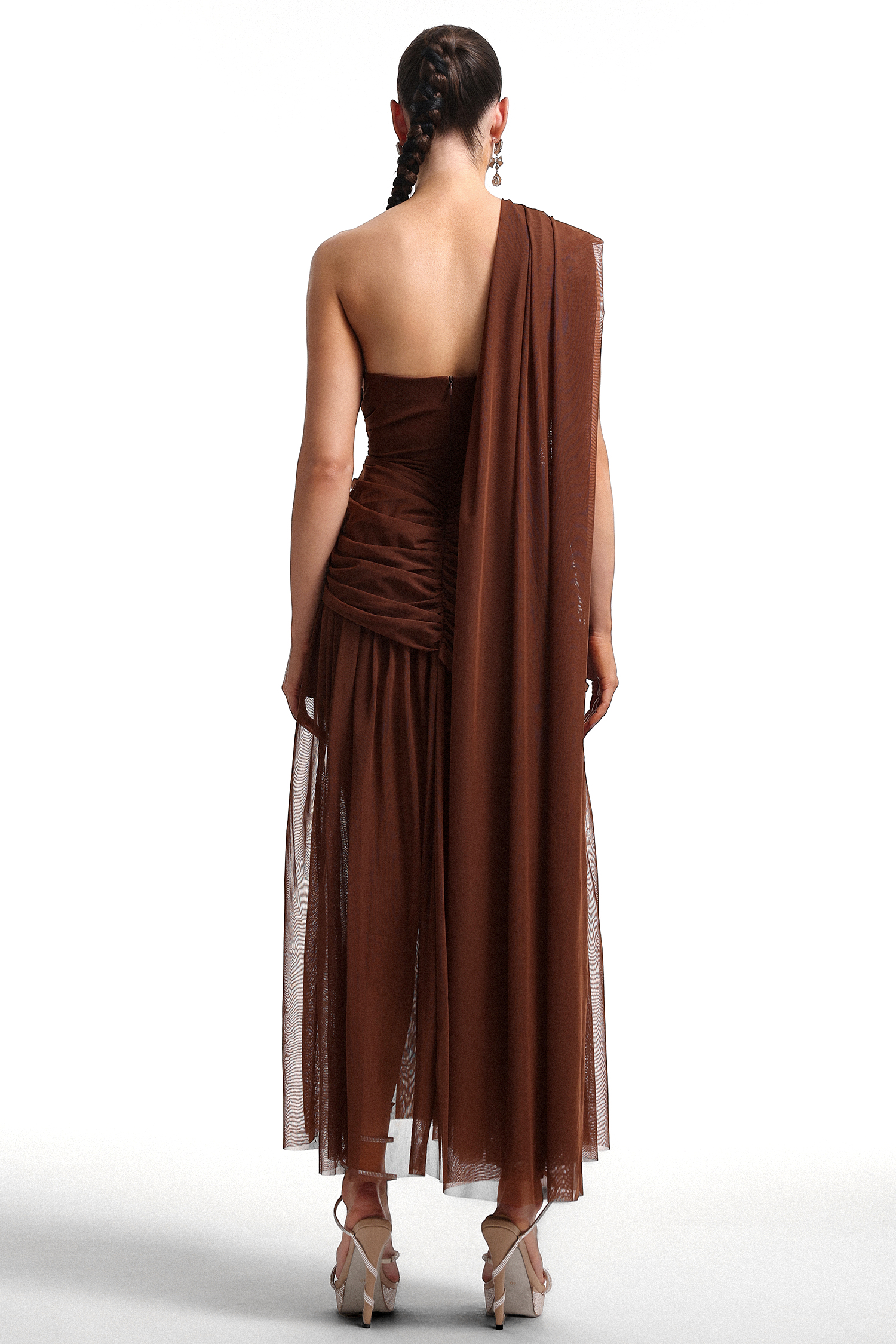 Elora One Shoulder Mesh Maxi Dress