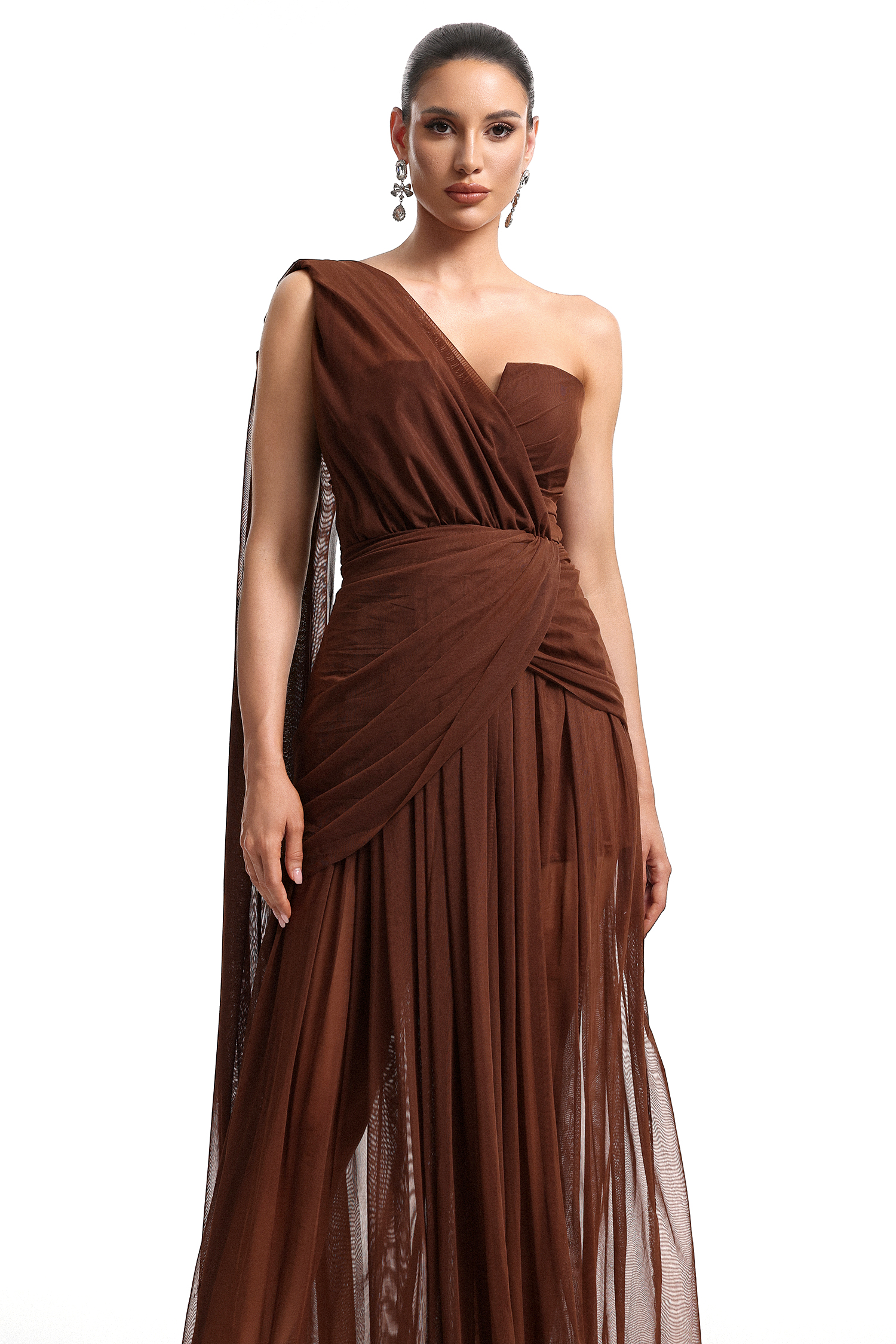 Elora One Shoulder Mesh Maxi Dress