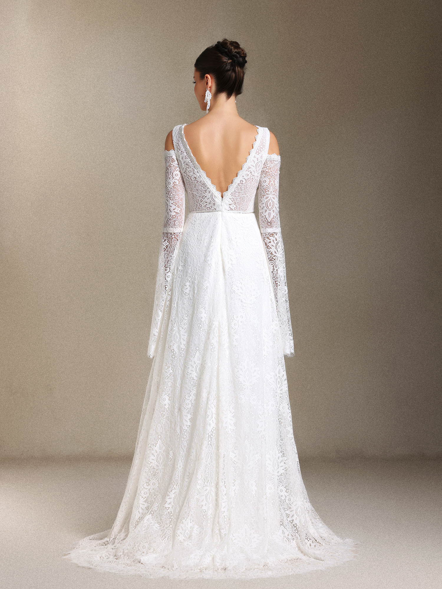 Eren V-neck Bohemia Lace Trailing maxi wedding dress