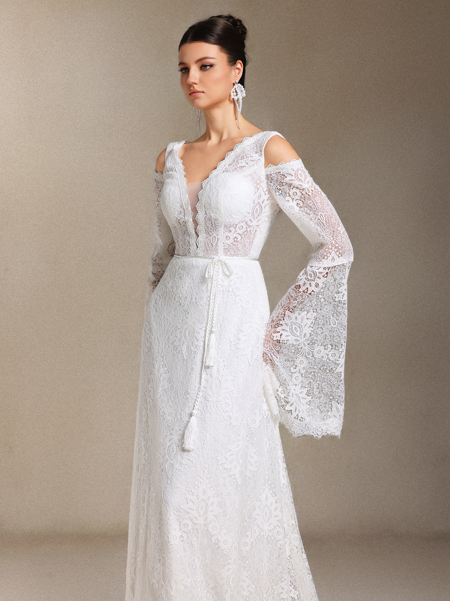 Eren V-neck Bohemia Lace Trailing maxi wedding dress
