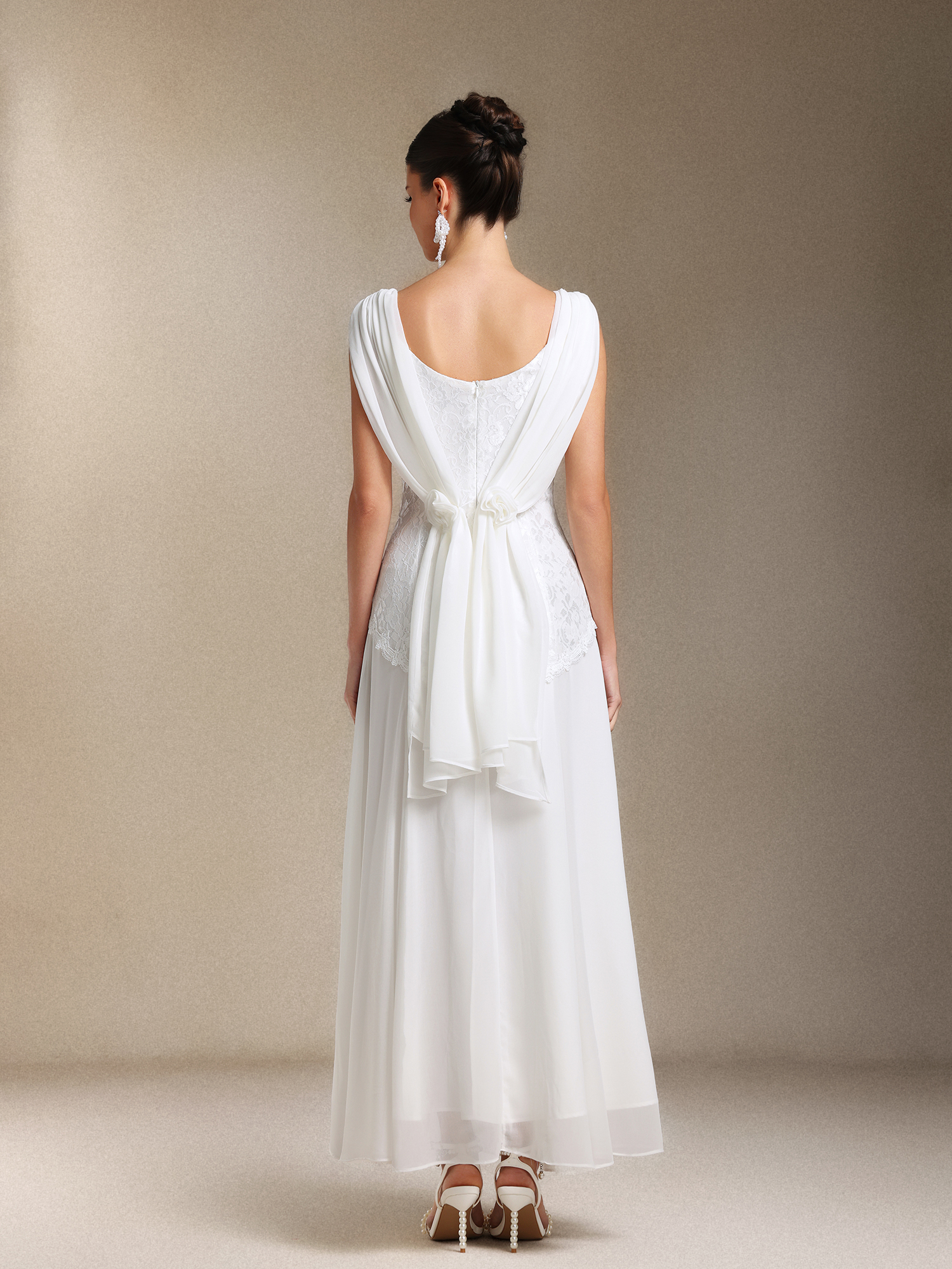 Viki Chiffon Lace Fold maxi dress