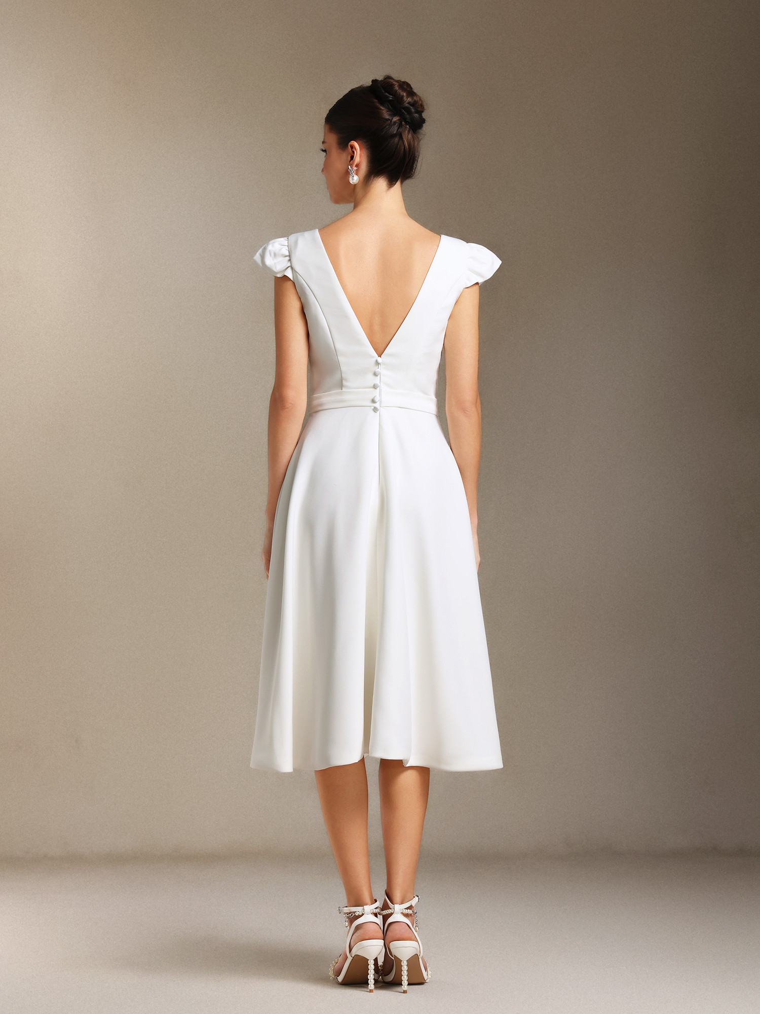 Falisa Backless Short sleeves Mini wedding dress