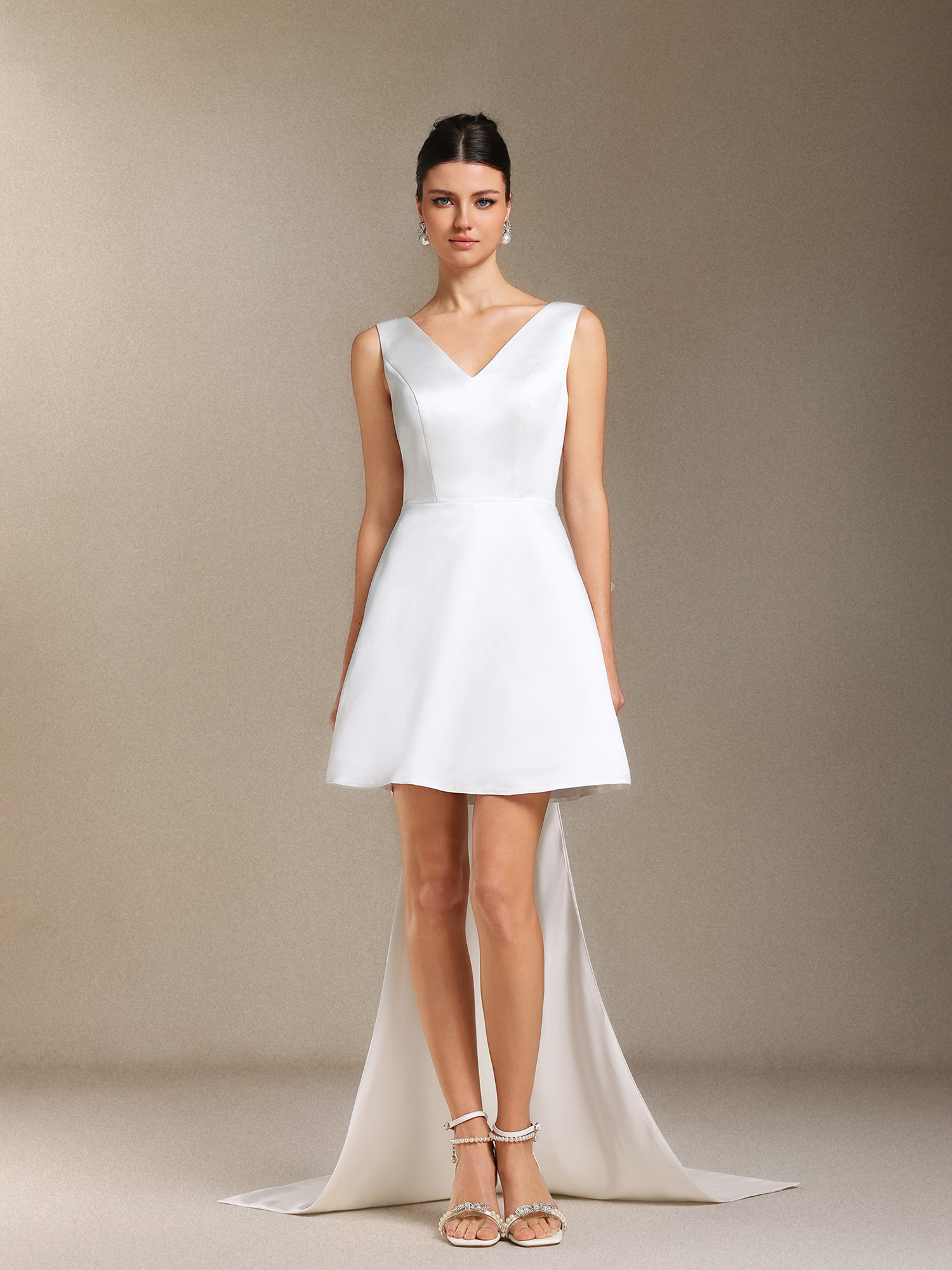 Elliott Backless Bow Mini wedding dress