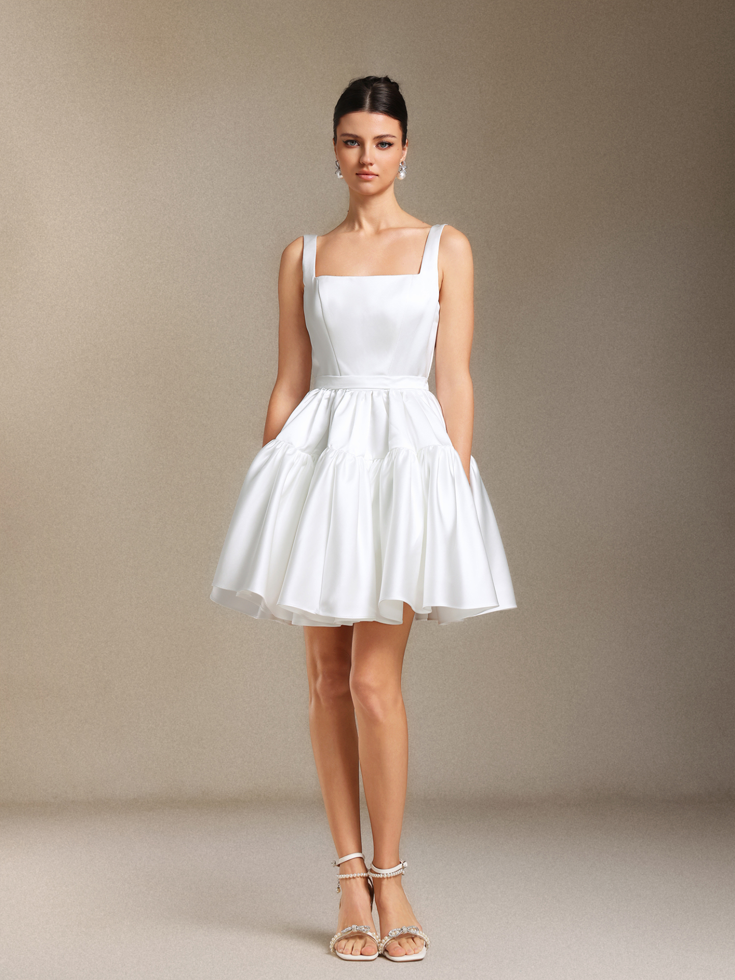 Marlene Fang Ling Simple Pleated Mini wedding dress