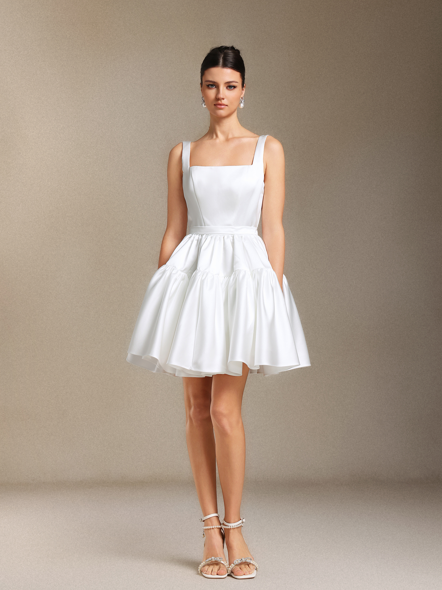 Marlene Fang Ling Simple Pleated Mini wedding dress