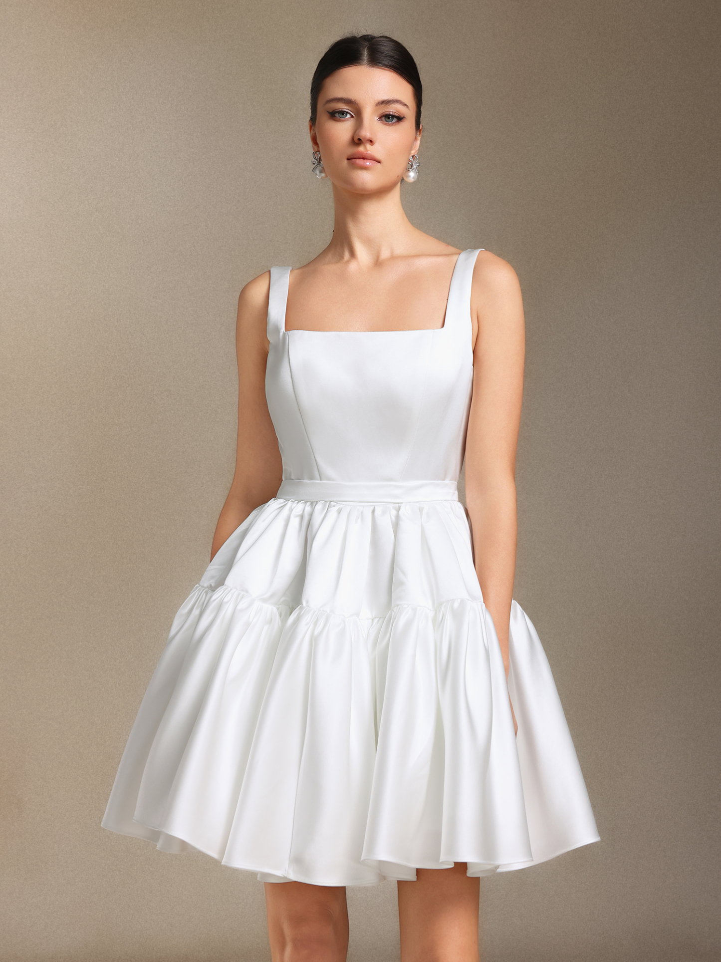 Marlene Fang Ling Simple Pleated Mini wedding dress