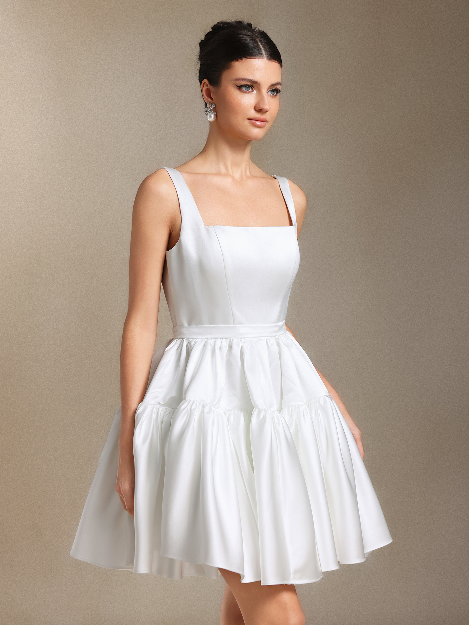 Marlene Fang Ling Simple Pleated Mini wedding dress