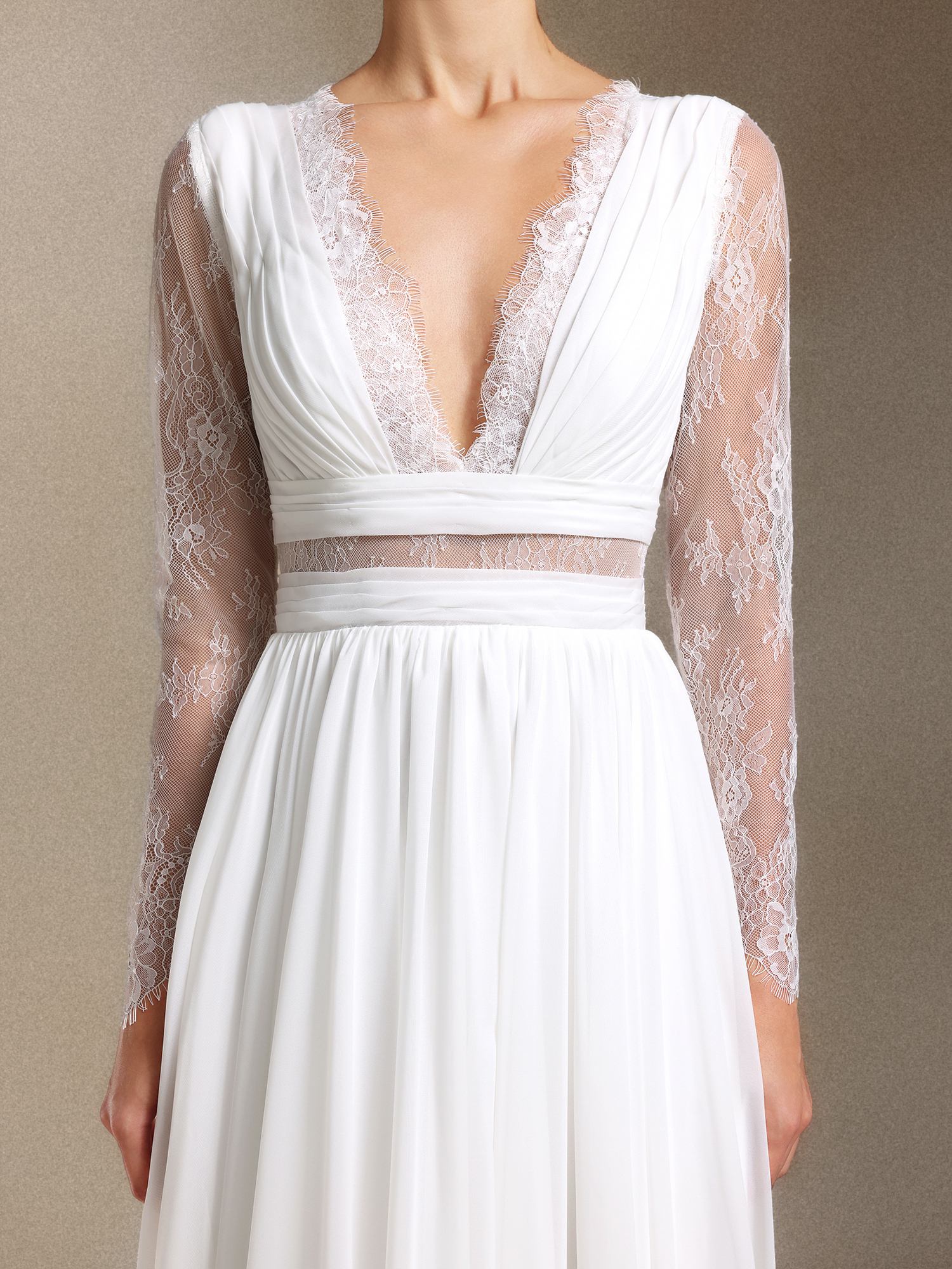 Ezra V-neck Long sleeves Lace maxi wedding dress