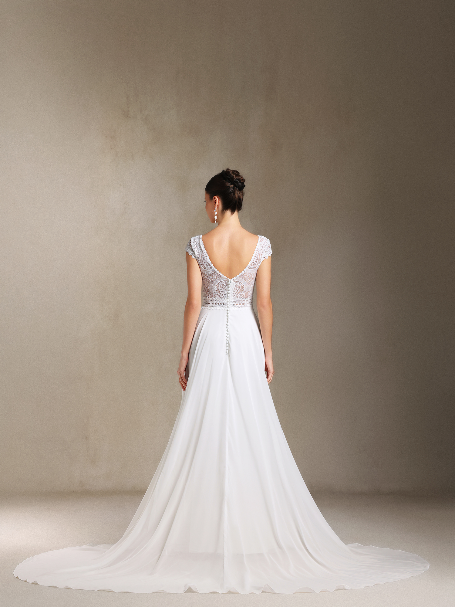 Eudora Lace Chiffon V-neck Backless maxi wedding dress