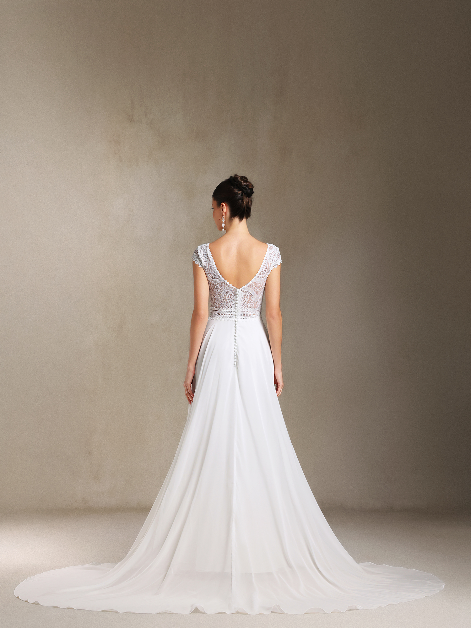 Eudora Lace Chiffon V-neck Backless maxi wedding dress