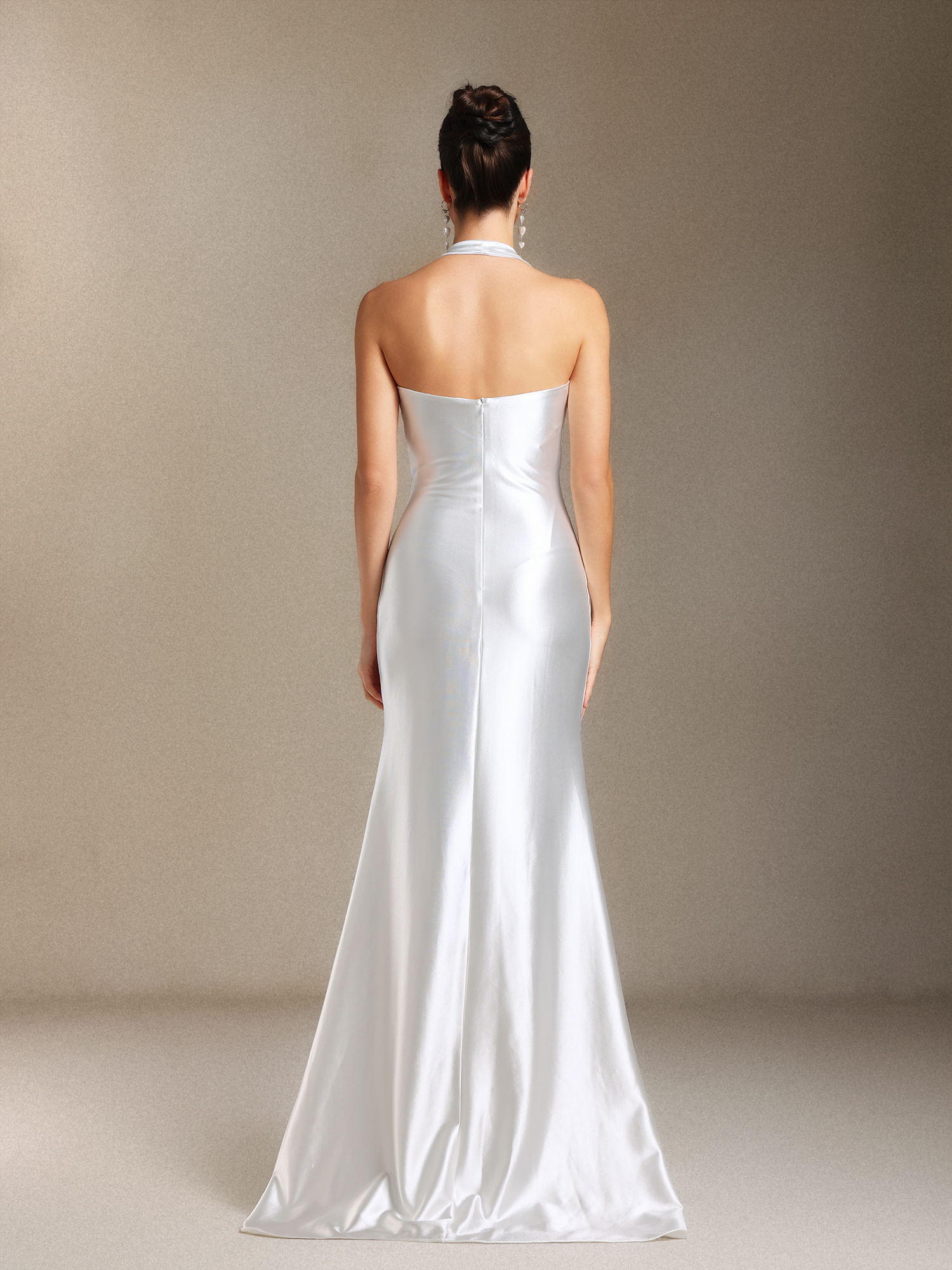 Loretta Hanging neck Fold Backless maxi formal dress