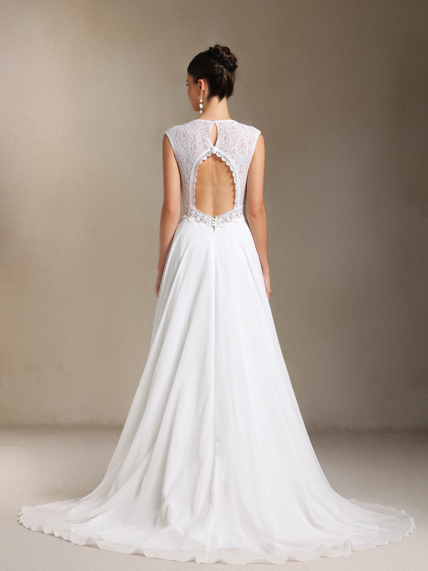 Soraya Lace Chiffon Fang Ling Backless Trailing maxi wedding dress