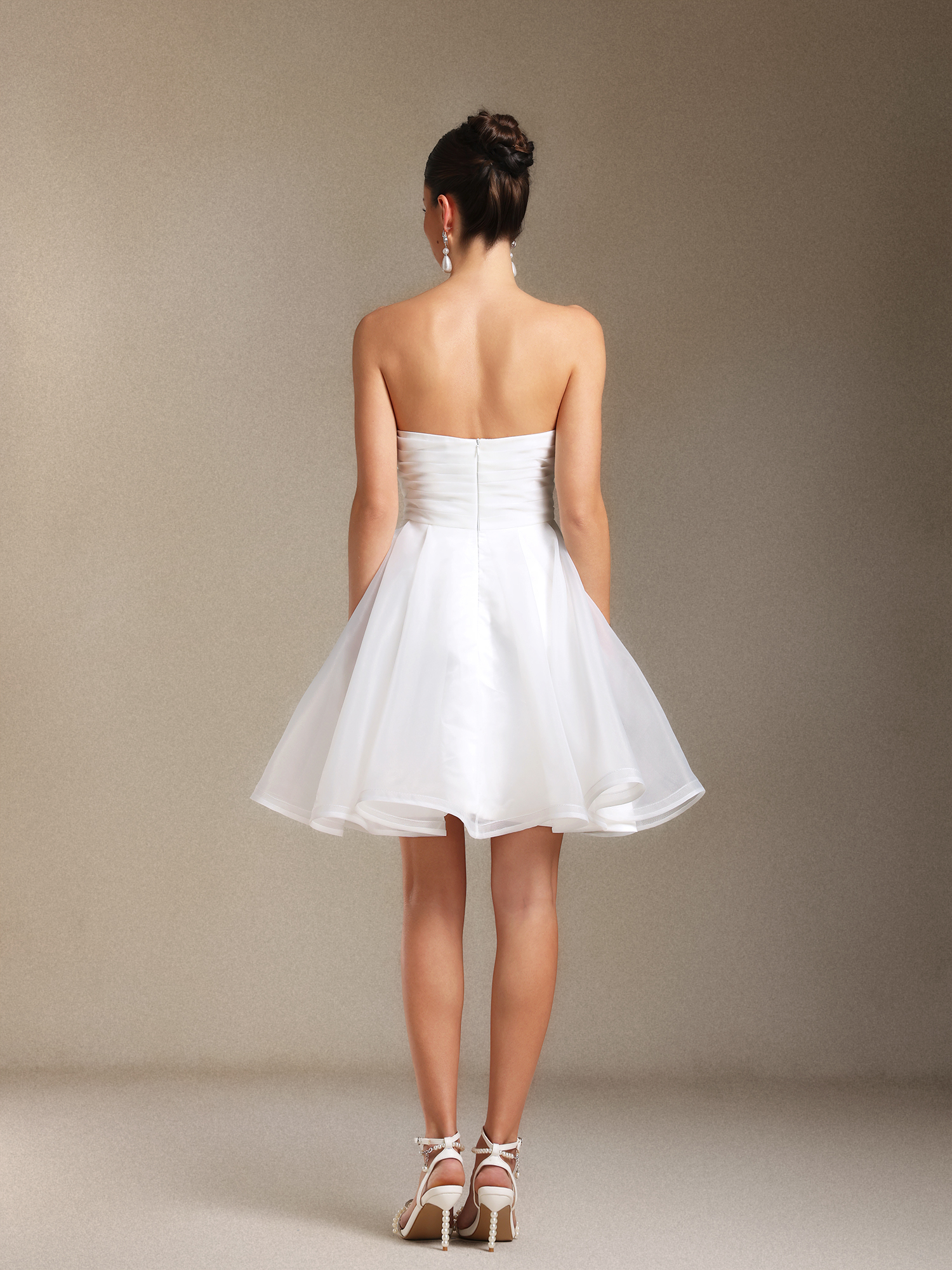 Vira Chest smearing Fold Mini wedding dress