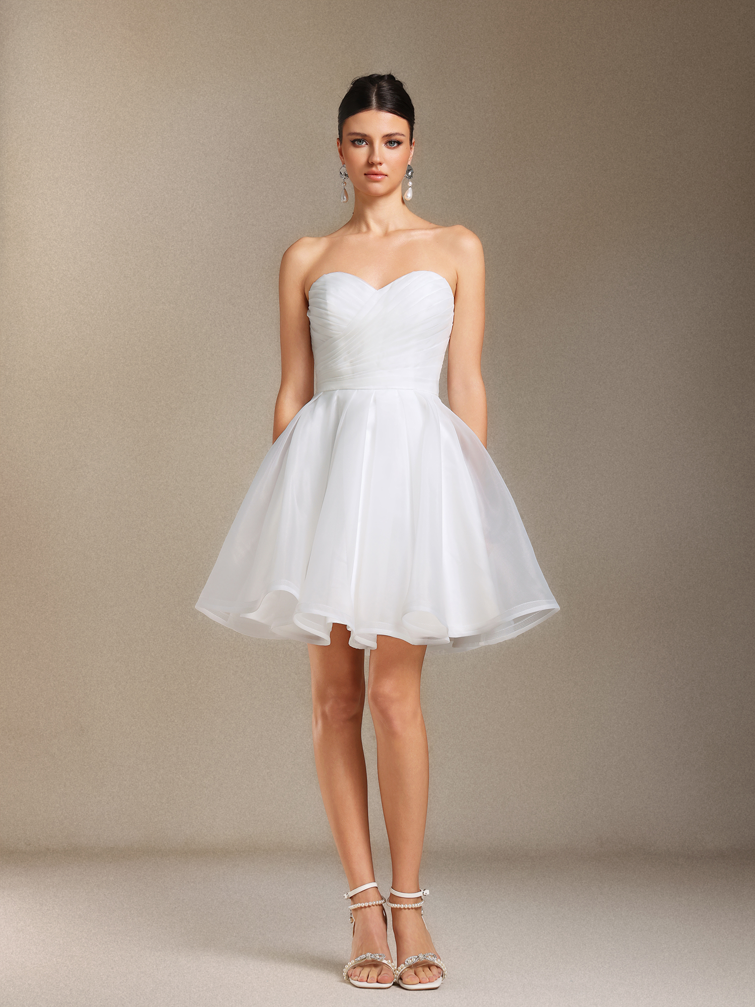 Vira Chest smearing Fold Mini wedding dress