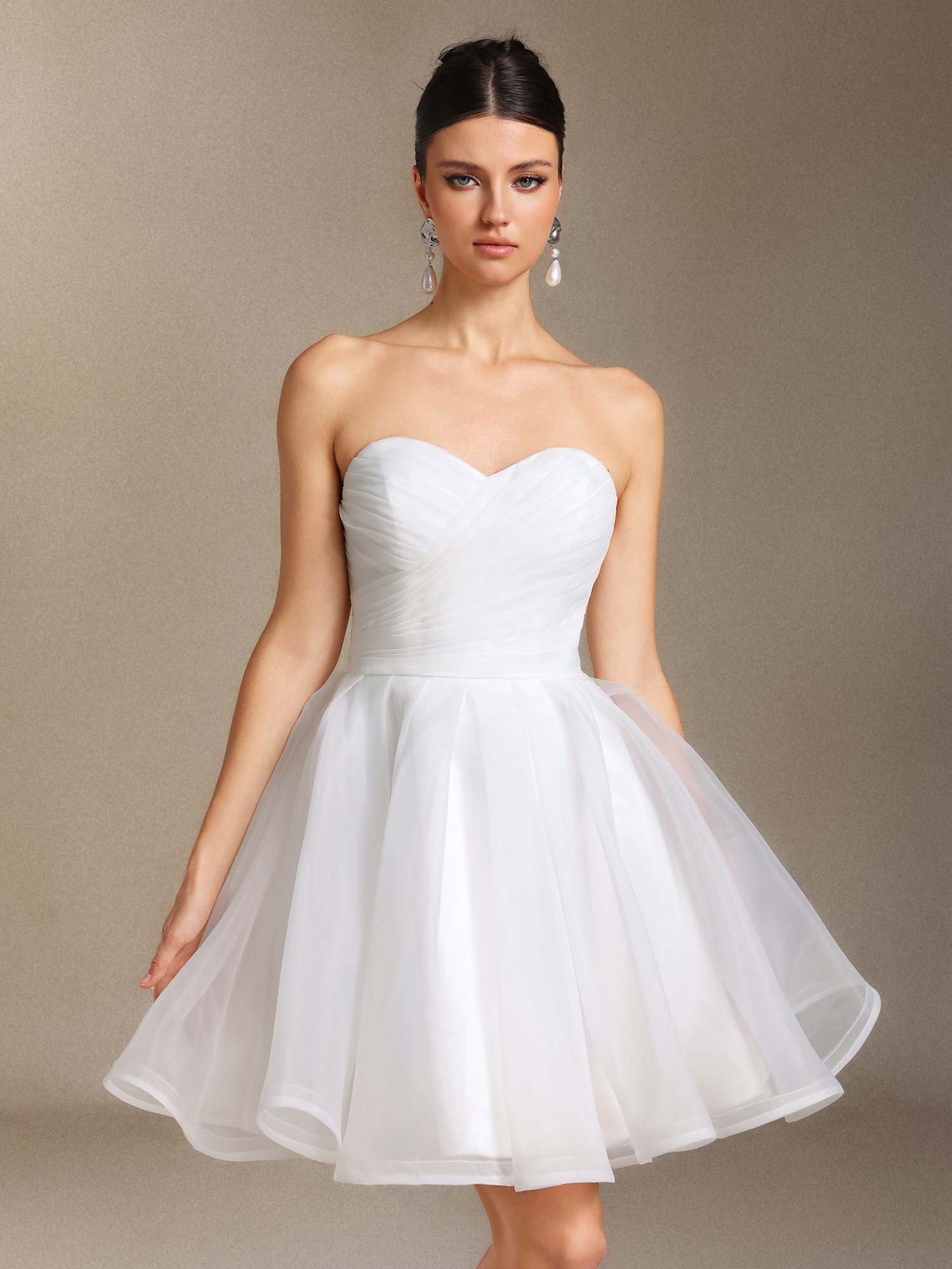 Vira Chest smearing Fold Mini wedding dress